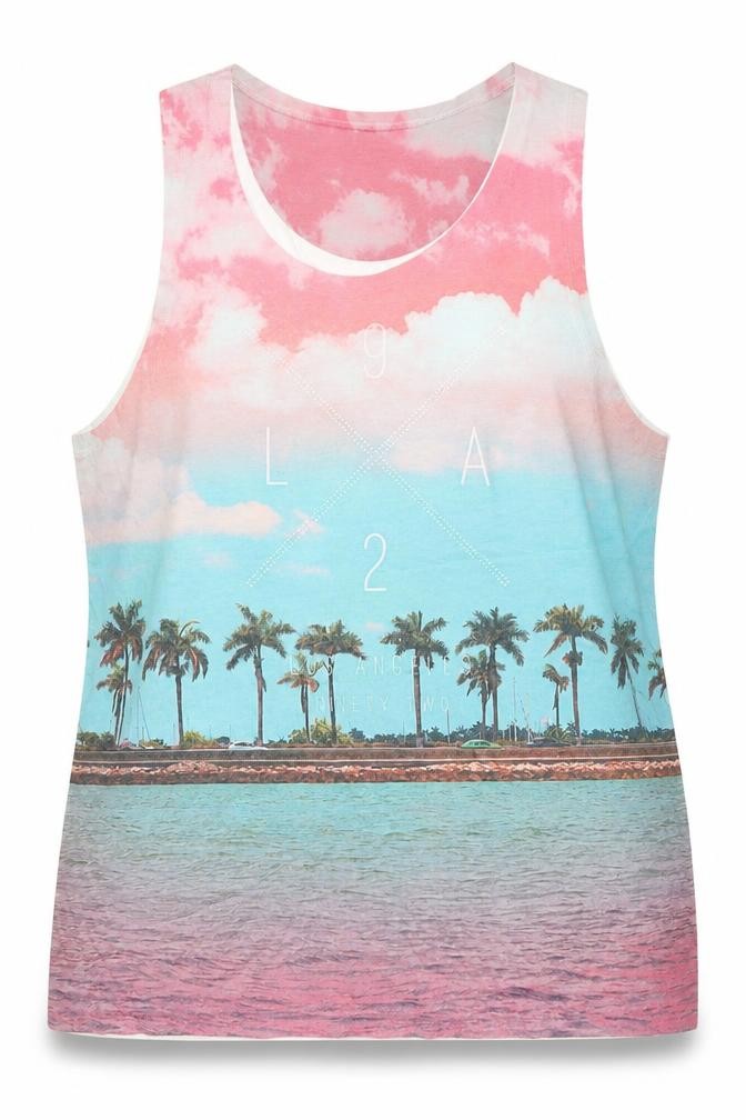 Blue Inc Womens Basic Tank Size L Multicoloured Round Neck Los Angeles - front view