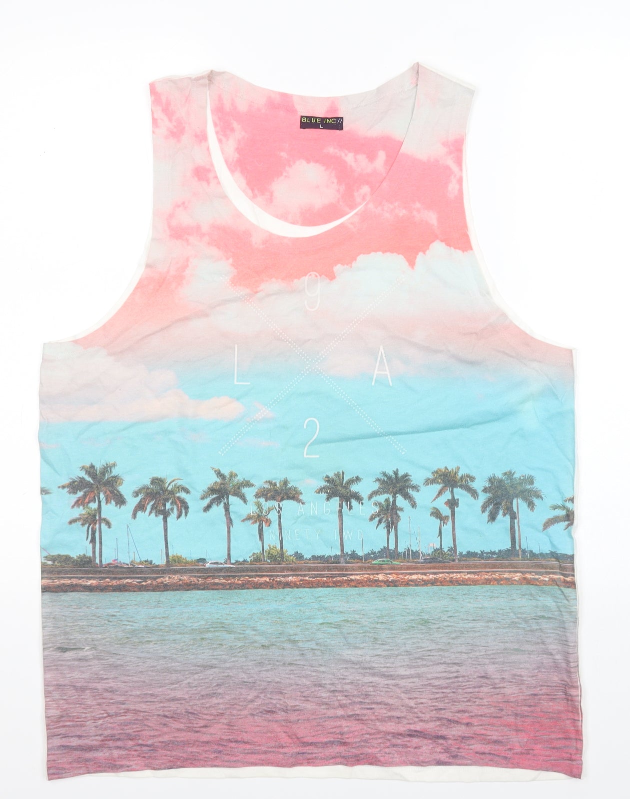 Blue Inc Womens Basic Tank Size L Multicoloured Round Neck Los Angeles - reverse view