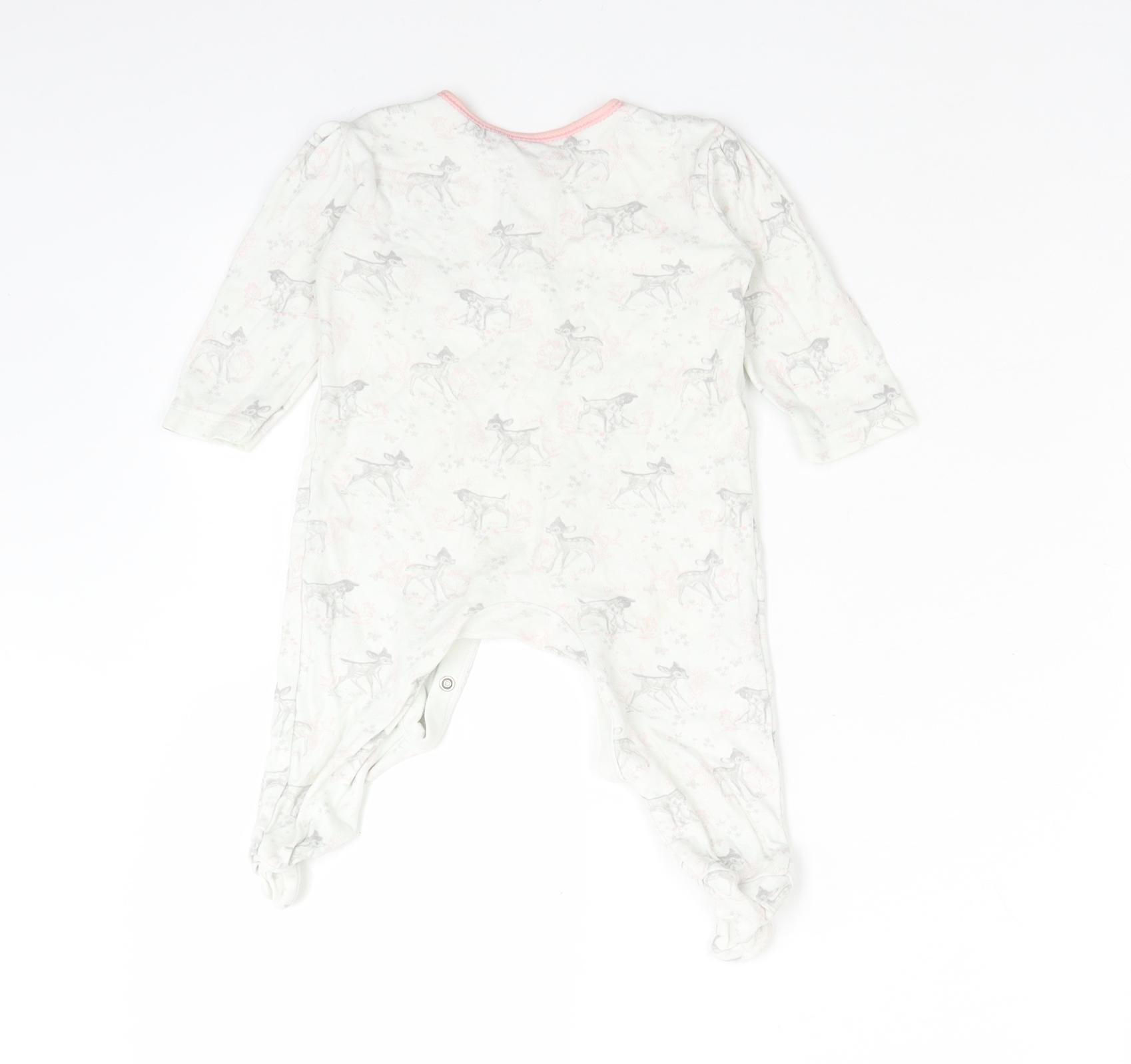 George Girls Babygrow One-Piece Size 3-6 Months White Animal Print DINSEY. BAMBI - label detail