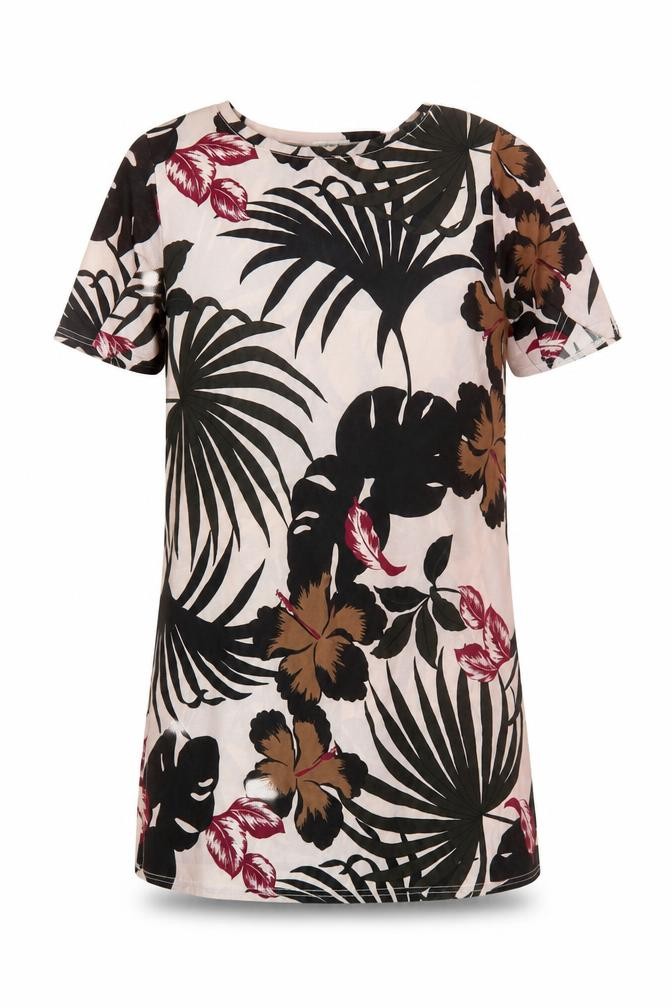 River Island Womens T-Shirt Dress Size 8 Multicoloured Floral Knee Length - front view
