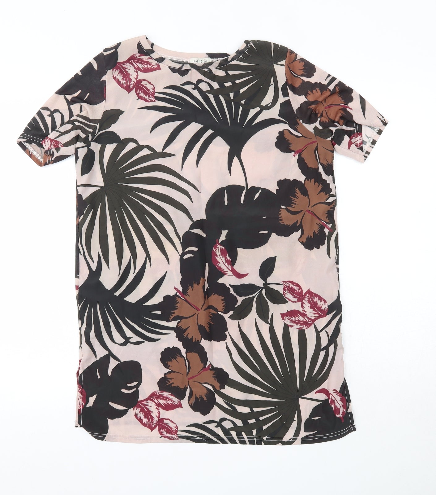 River Island Womens T-Shirt Dress Size 8 Multicoloured Floral Knee Length - reverse view