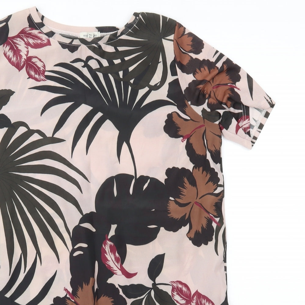 River Island Womens T-Shirt Dress Size 8 Multicoloured Floral Knee Length - close detail