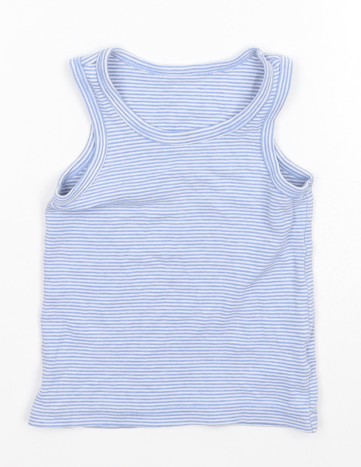 F&F Girls Basic Tank Size 3-4 Years Blue Striped Round Neck Sleeveless - reverse view