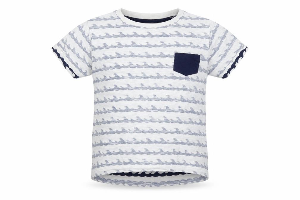 Primark Boys Basic T-Shirt Size 7-8 Years Multicoloured Striped Round Neck - front view