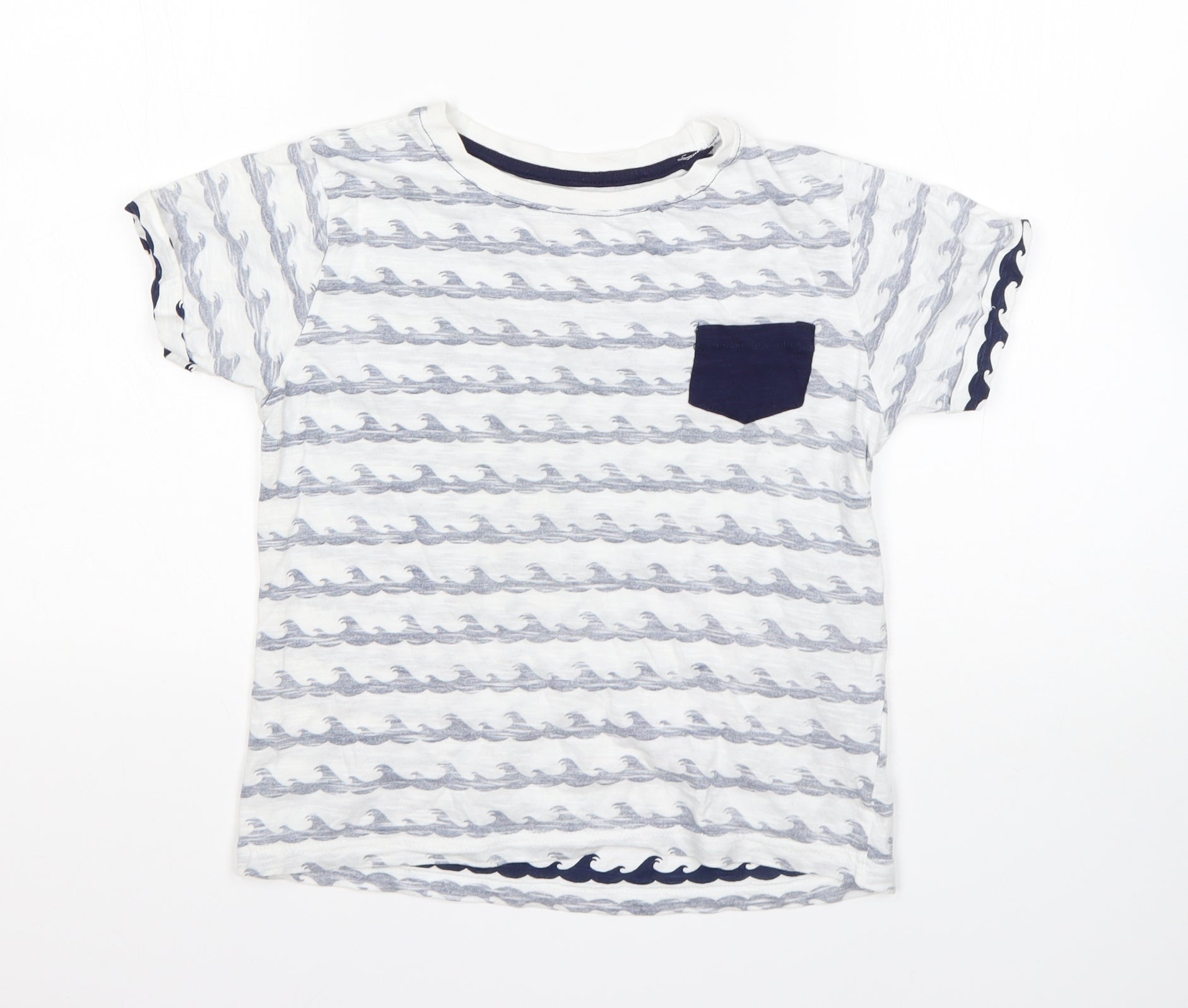 Primark Boys Basic T-Shirt Size 7-8 Years Multicoloured Striped Round Neck - reverse view