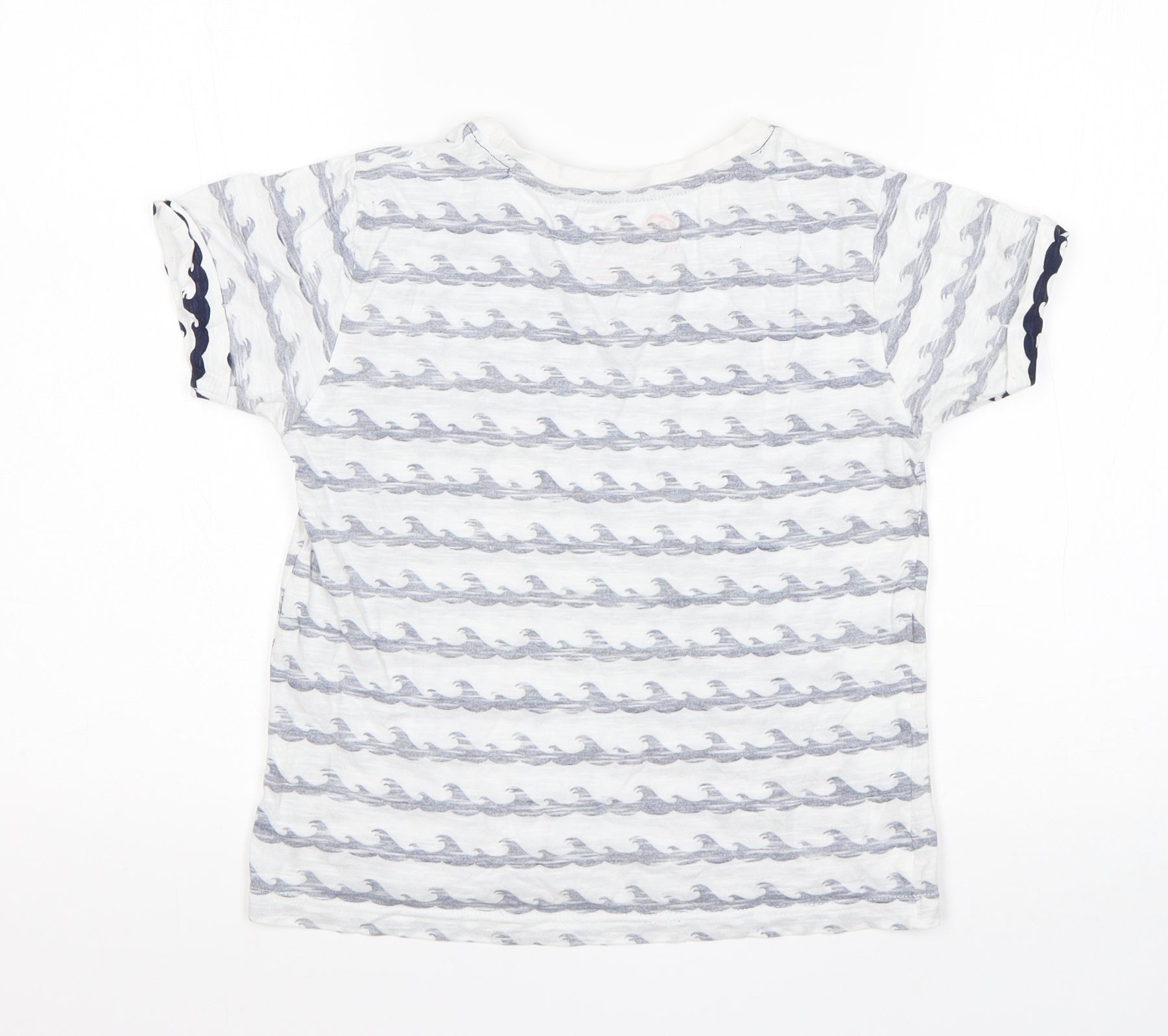 Primark Boys Basic T-Shirt Size 7-8 Years Multicoloured Striped Round Neck - label detail