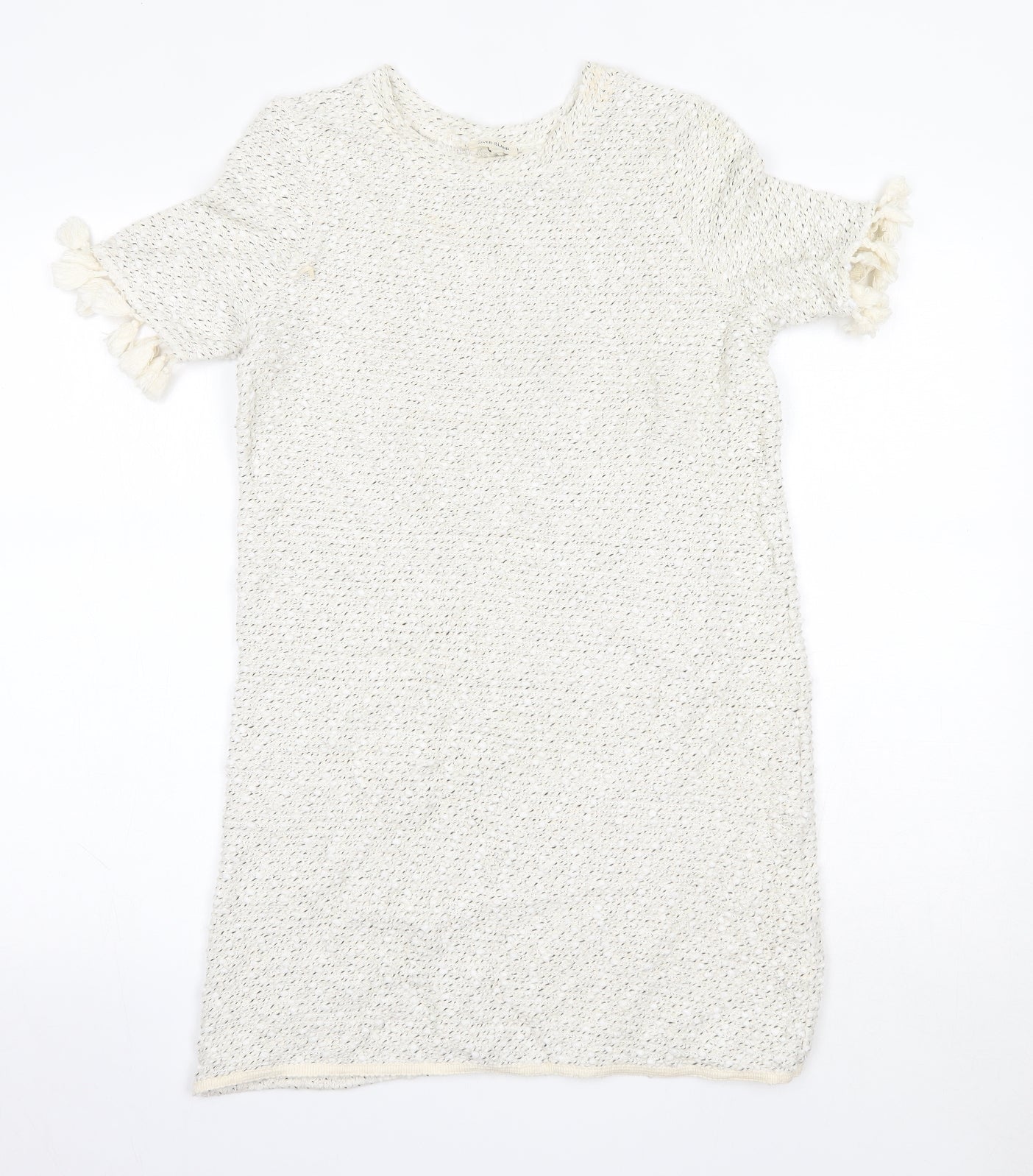 River Island Womens Jumper Dress Size 6 Ivory Knee Length Round Neck - reverse view