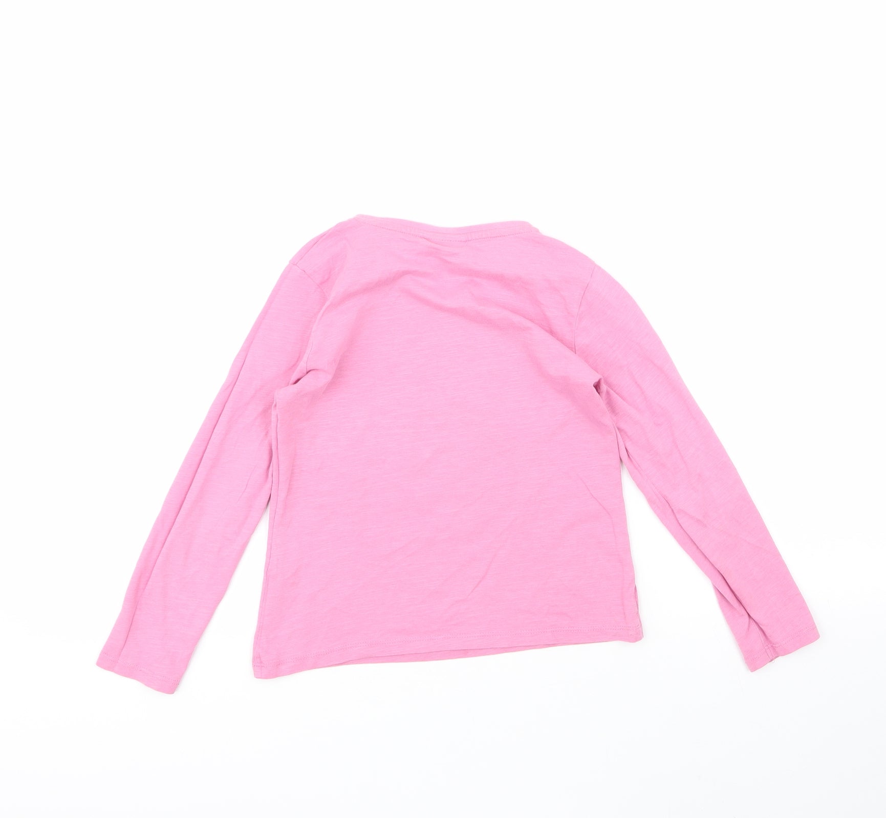 Matalan Girls Basic T-Shirt Size 7 Years Pink Round Neck Long Sleeve - label detail