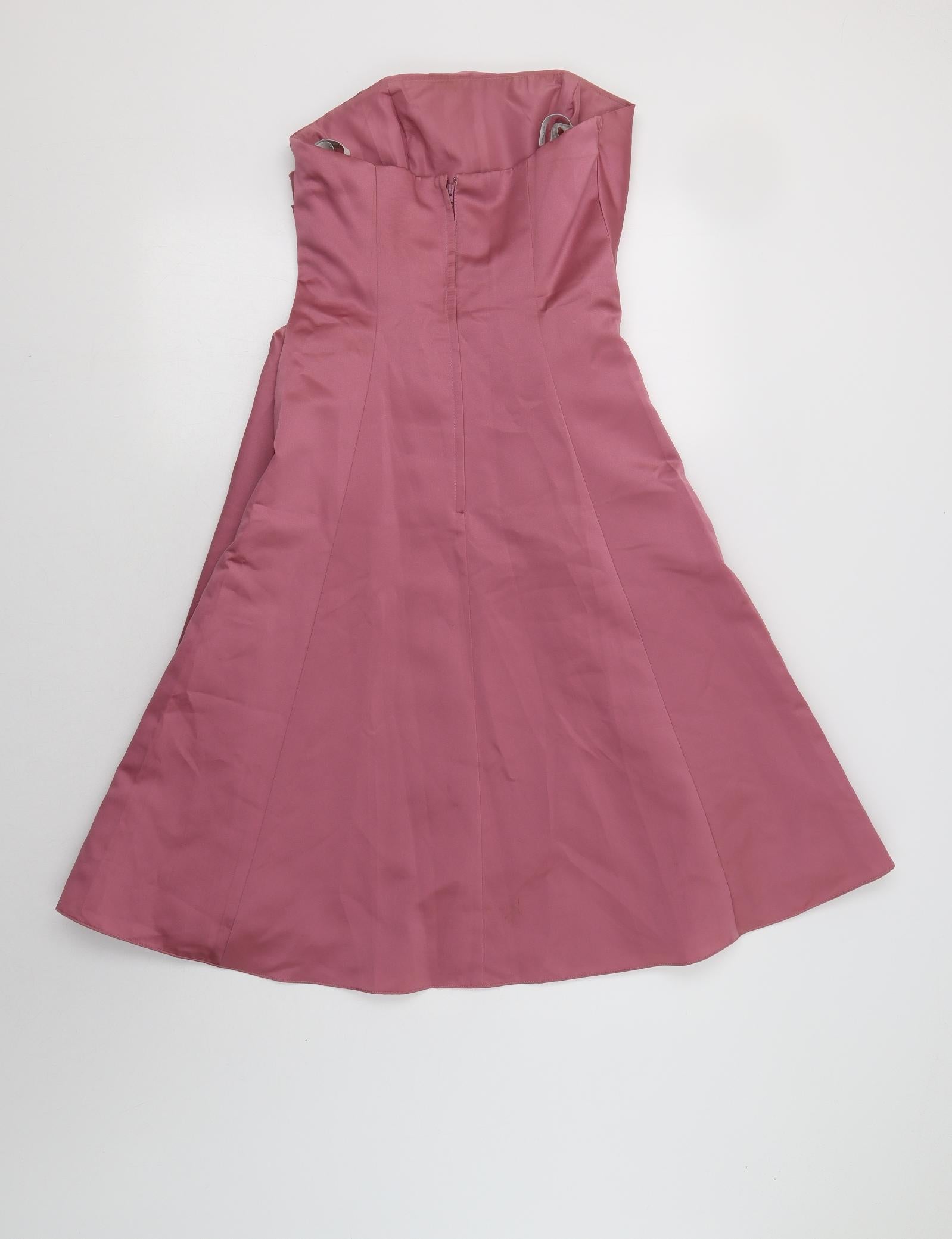 Alfred Angelo Womens Fit & Flare Dress Size S Pink Knee Length Off the Shoulder - label detail