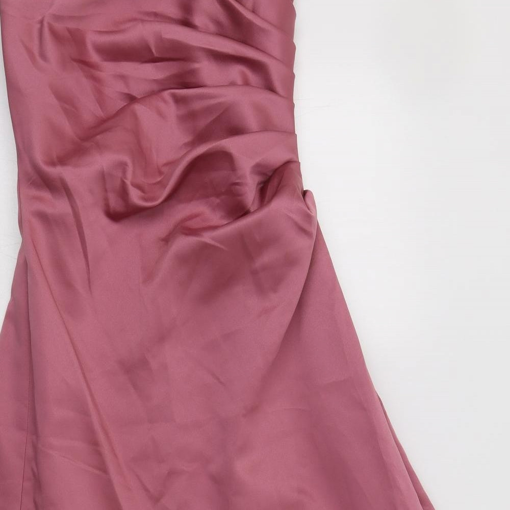 Alfred Angelo Womens Fit & Flare Dress Size S Pink Knee Length Off the Shoulder - close detail