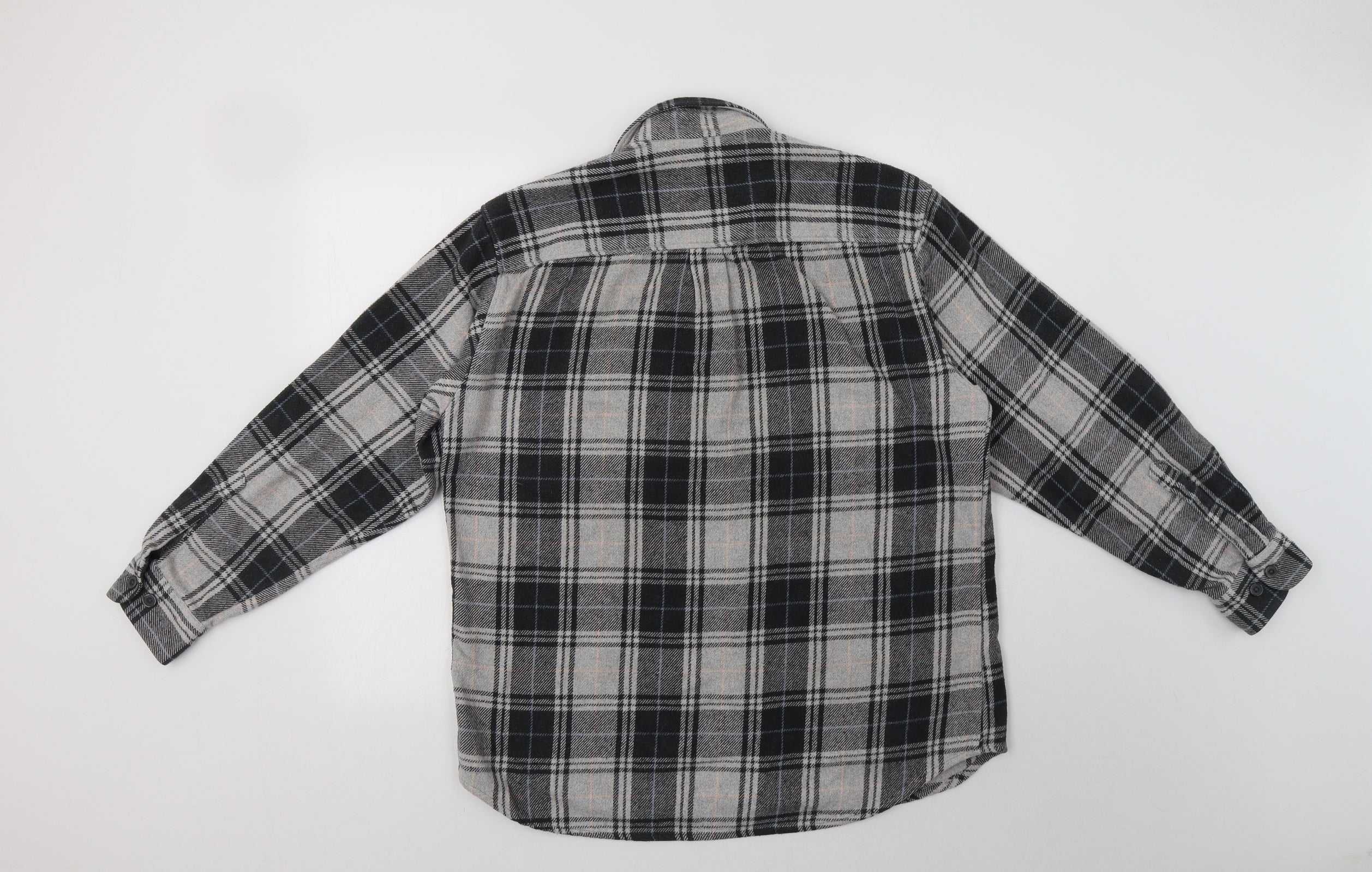 Le Frog Mens Button-Up Size M Grey Check Collared Long Sleeve - label detail