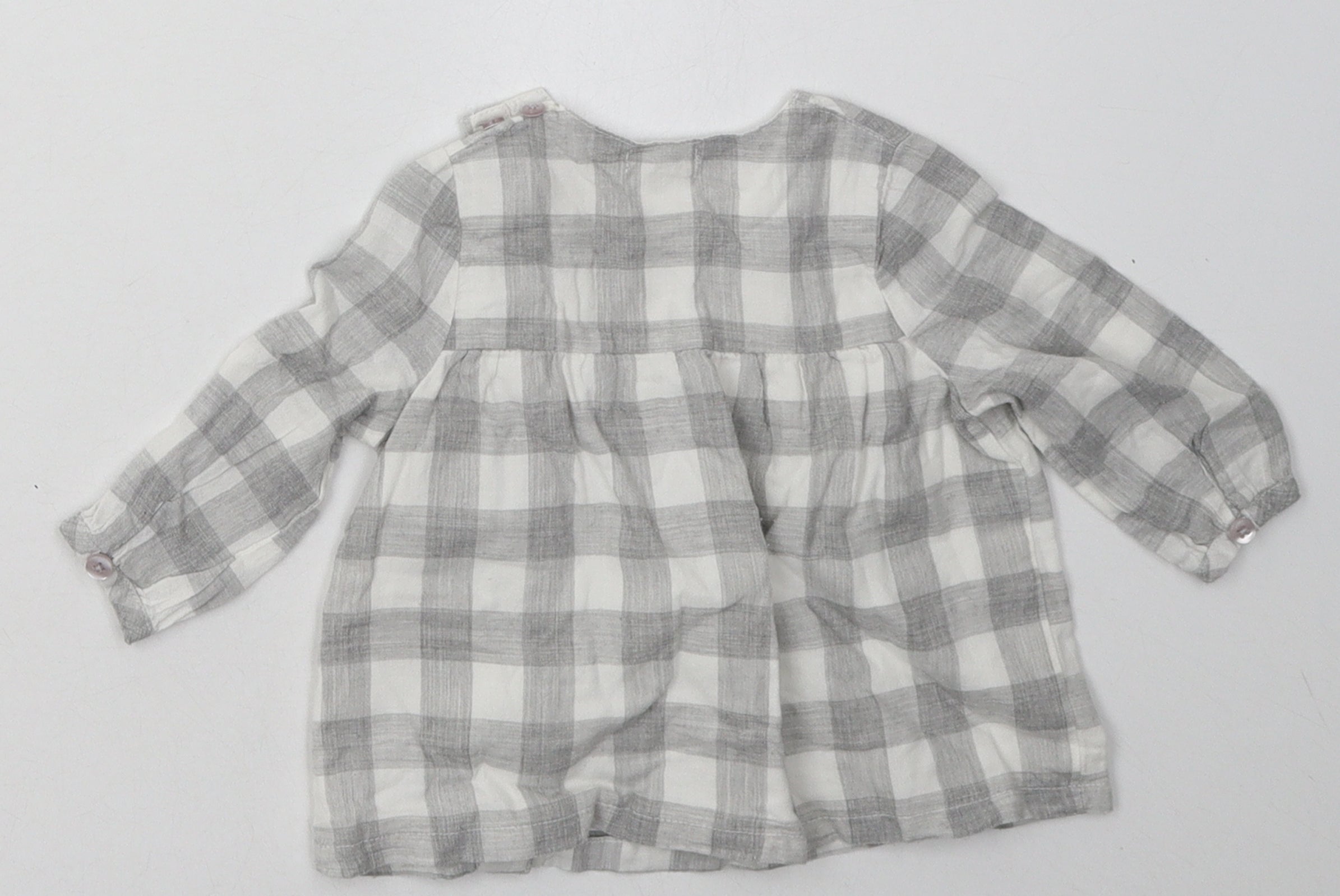 mamas & papas Girls A-Line Dress Size 3-6 Months Grey Check Knee Length - label detail
