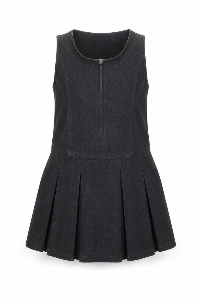 NEXT Girls A-Line Dress Size 5 Years Grey Knee Length Round Neck Sleeveless - front view