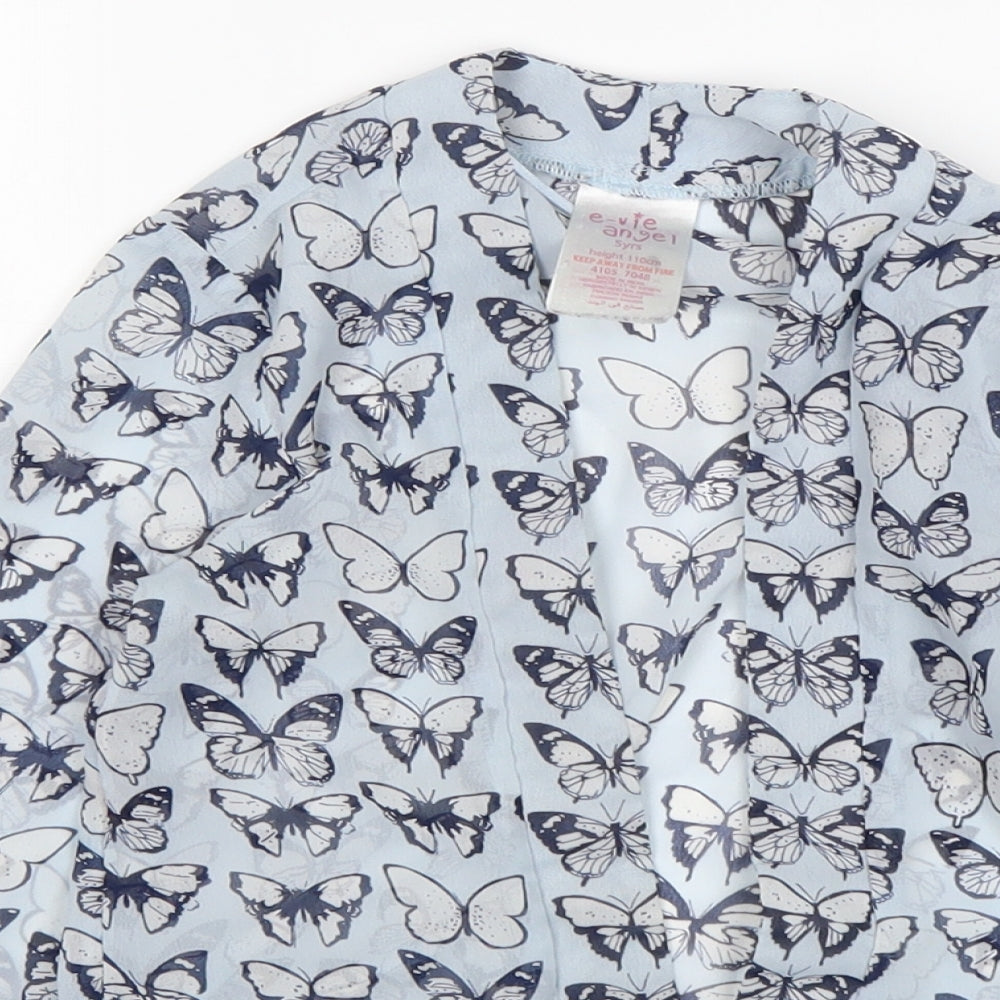 Evie Girls Wrap Blouse Size 5 Years Multicoloured Animal Print V-Neck - close detail