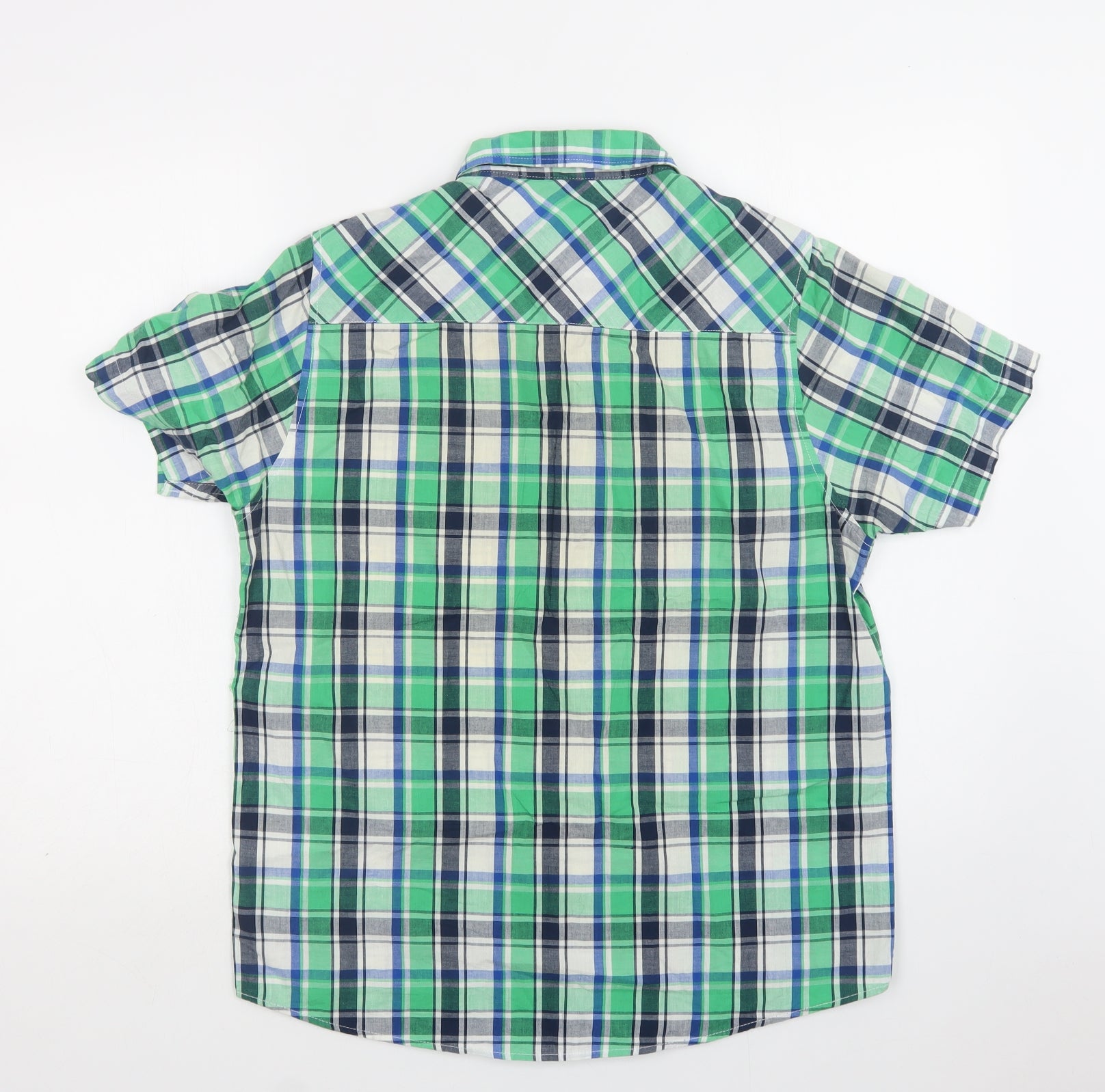 Brave Soul Mens Button-Up Size M Green Check Collared Short Sleeve - label detail