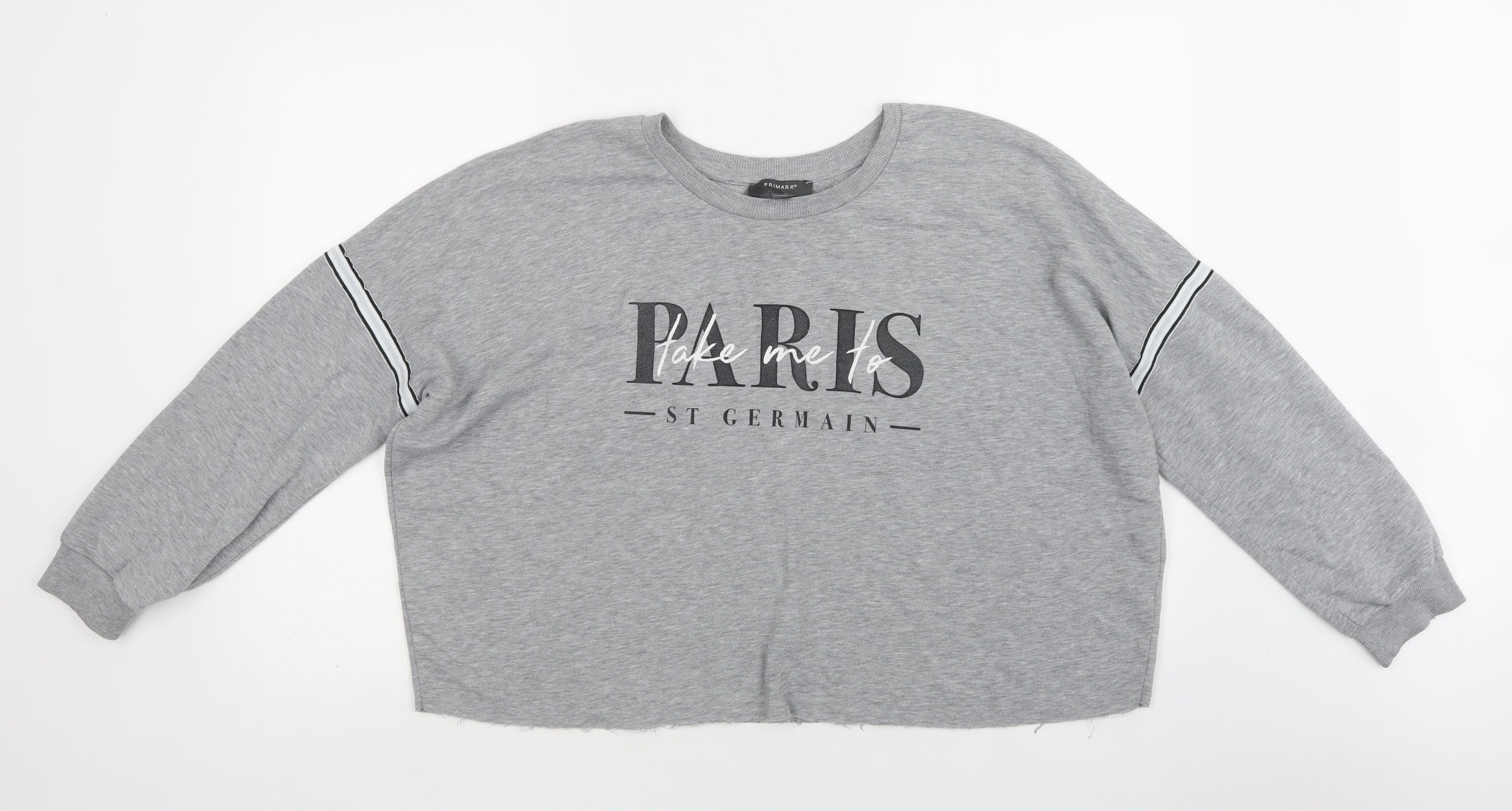 Primark Womens Pullover Sweatshirt Size L Grey Paris Long Sleeve - reverse view