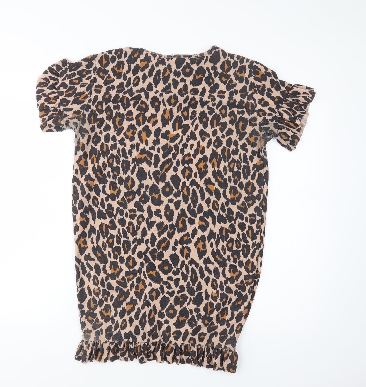 I Saw It First Womens T-Shirt Dress Size 6 Brown Animal Print Short Crew Neck - label detail