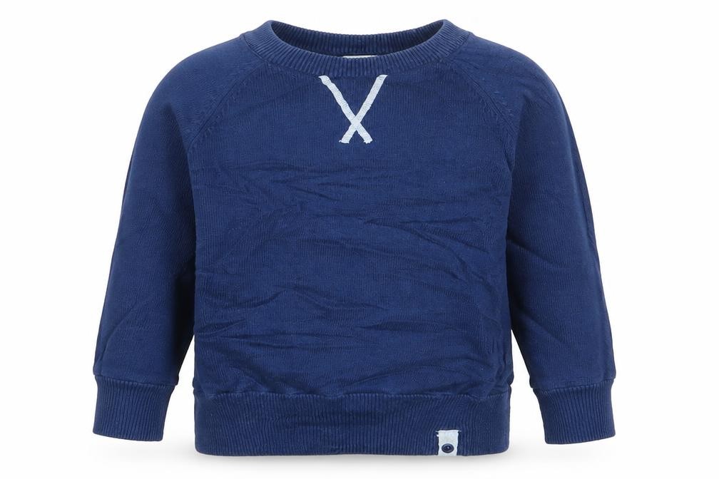 Boys Vertbaudet Size 4 Years Pullover Jumper Blue Round Neck Long Sleeve - front view