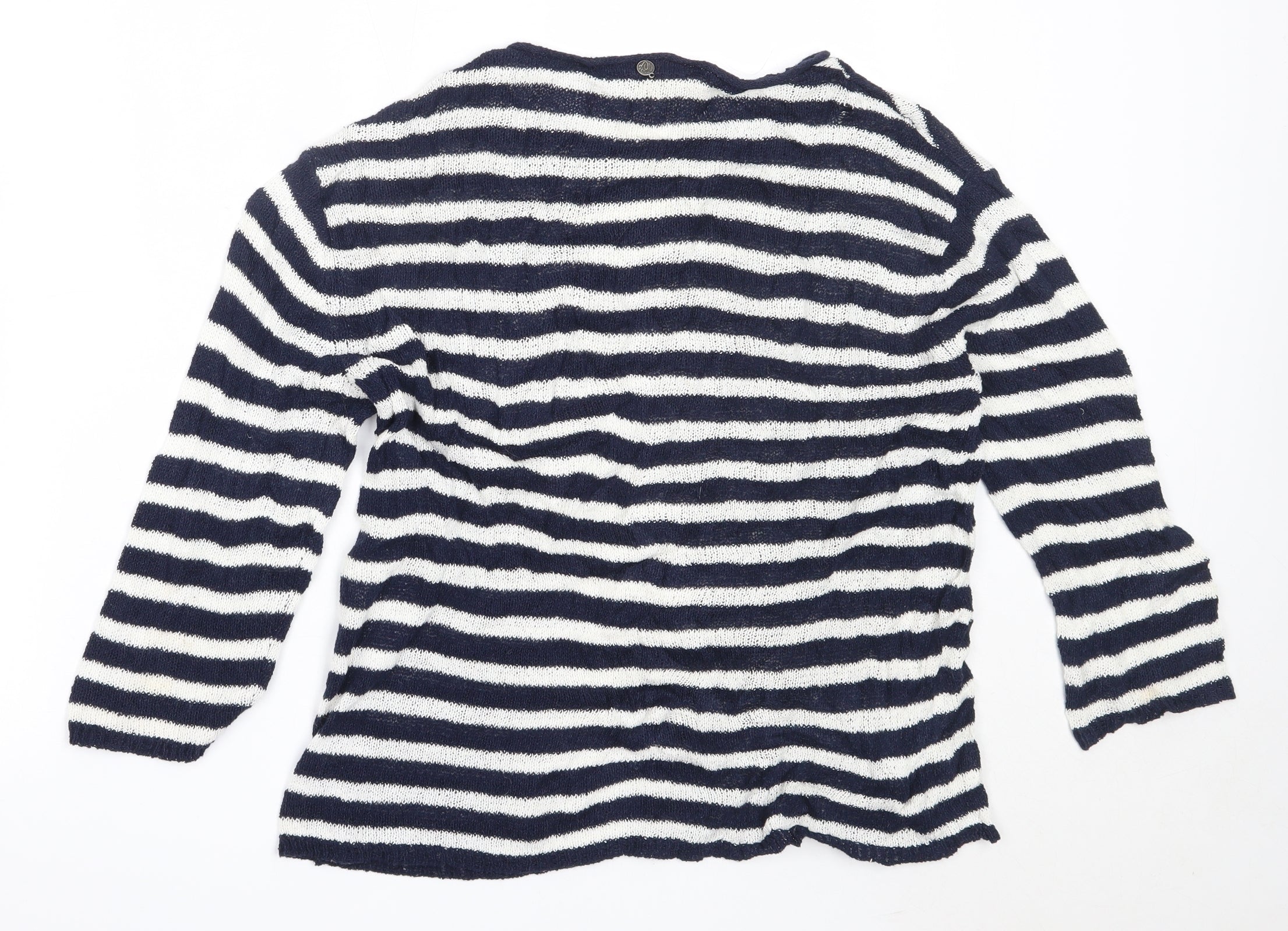 Comma Womens Pullover Jumper Size 36 Blue Round Neck Striped Long Sleeve - label detail