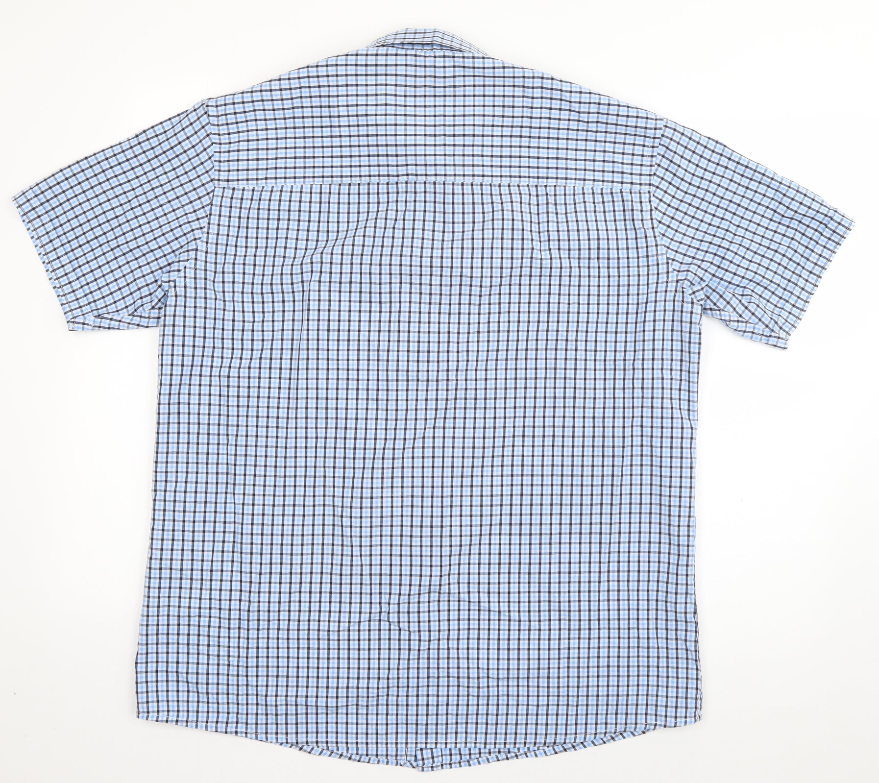 Originals Mens Button-Up Size L Blue Check Collared Short Sleeve - label detail
