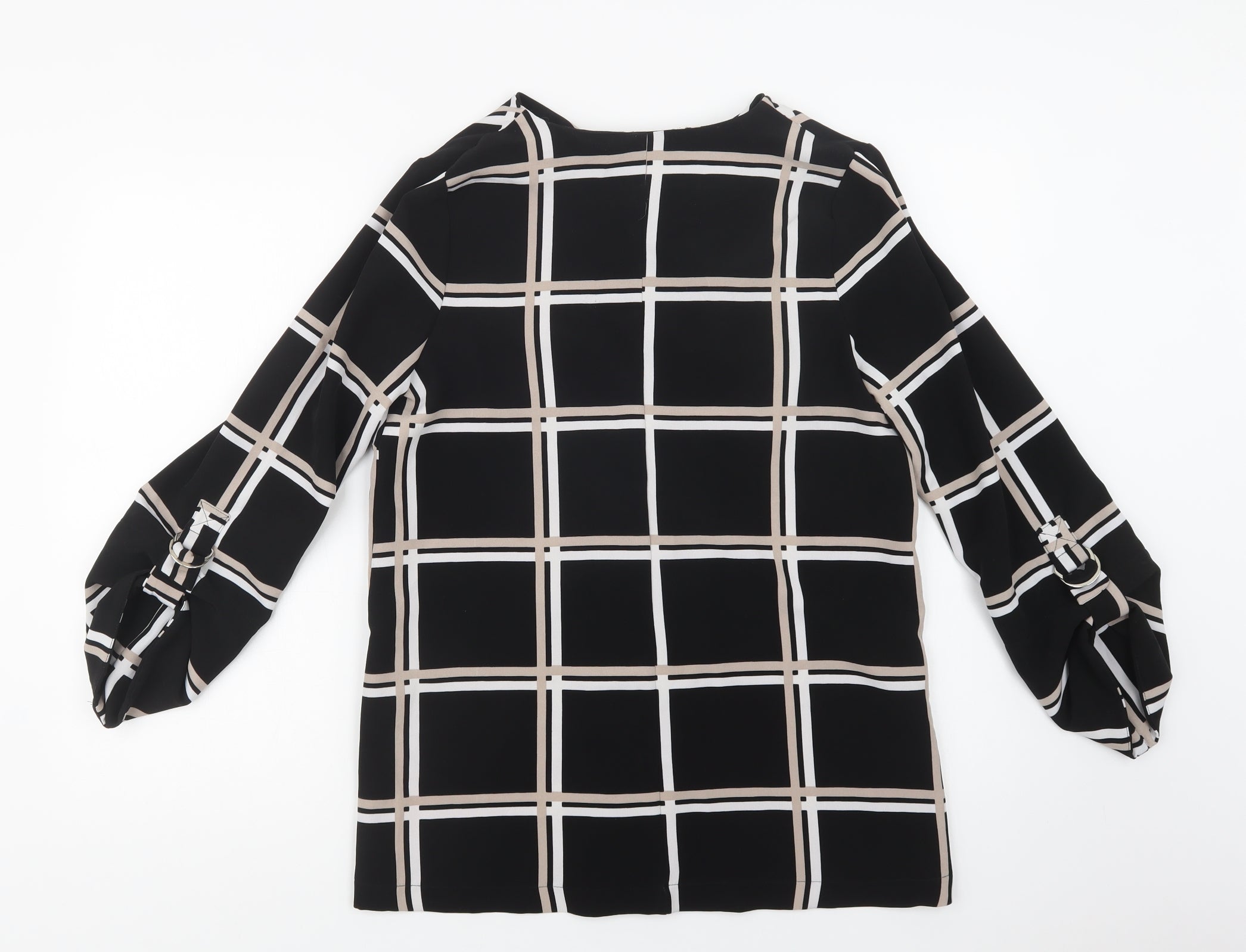 Primark Womens Overcoat Blazer Size 10 Black Check Short Open - label detail