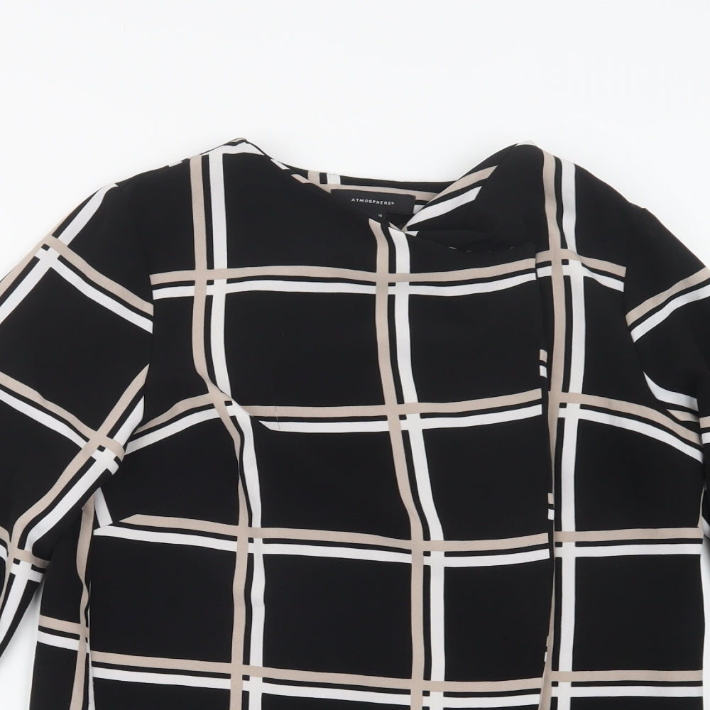 Primark Womens Overcoat Blazer Size 10 Black Check Short Open - close detail