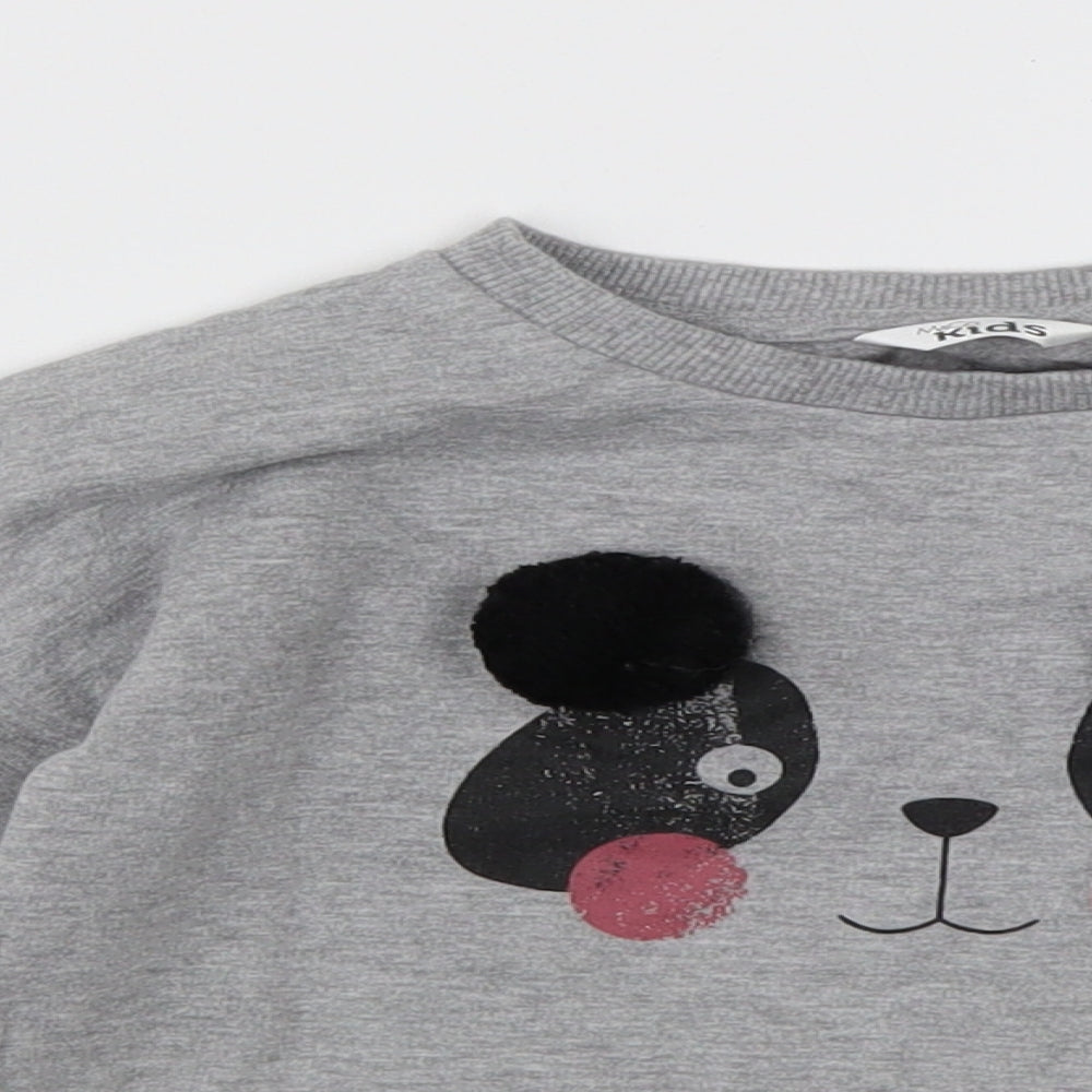 M&Co Girls Pullover Sweatshirt Size 4-5 Years Grey Long Sleeve - close detail