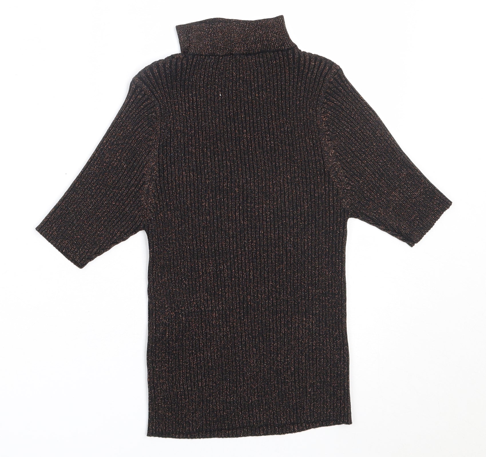 New Look Womens Basic Blouse Size 8 Black V-Neck Short Sleeve - label detail