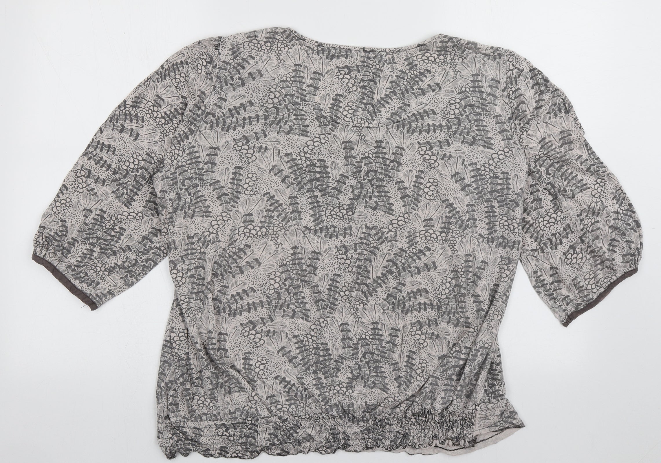 NEXT Womens Basic Blouse Size 18 Grey Geometric Square Neck Short Sleeve - label detail