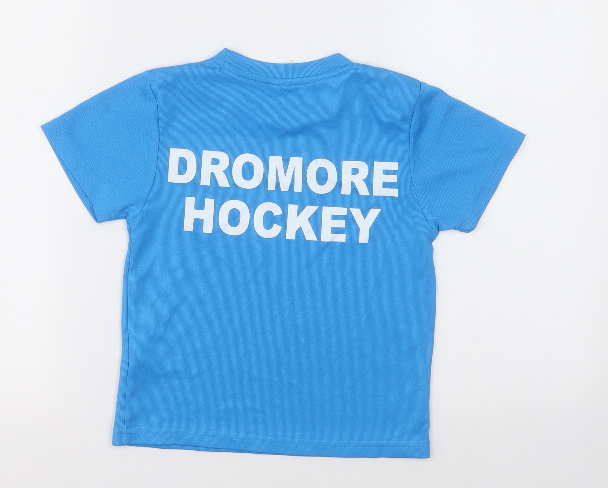 Awdis Boys Basic T-Shirt Size 3-4 Years Blue Crew Neck dromore hockey club - label detail