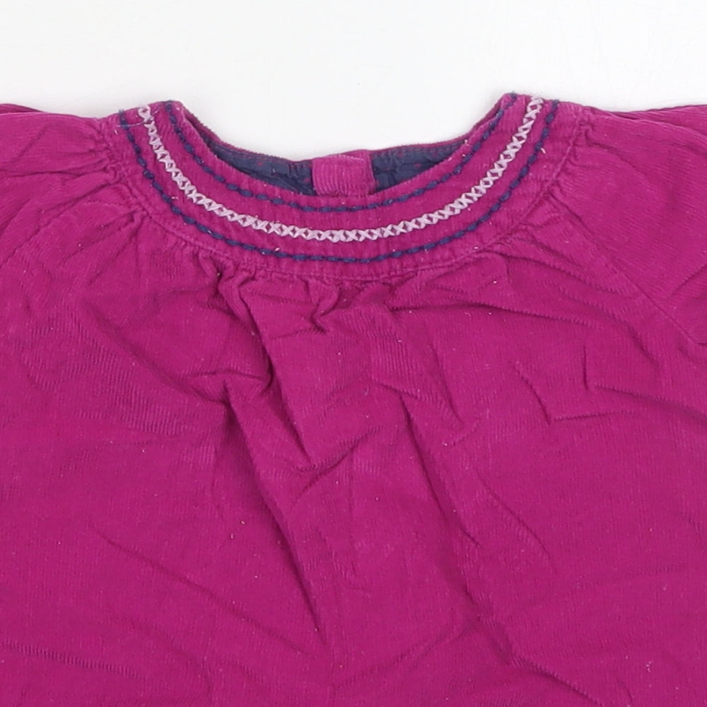 F&F Girls Basic T-Shirt Size 9-12 Months Pink Round Neck Short Sleeve - close detail
