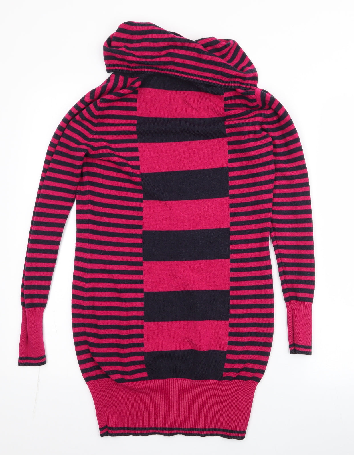Per Una Womens Pullover Jumper Size 8 Pink Roll Neck Striped Long Sleeve - label detail