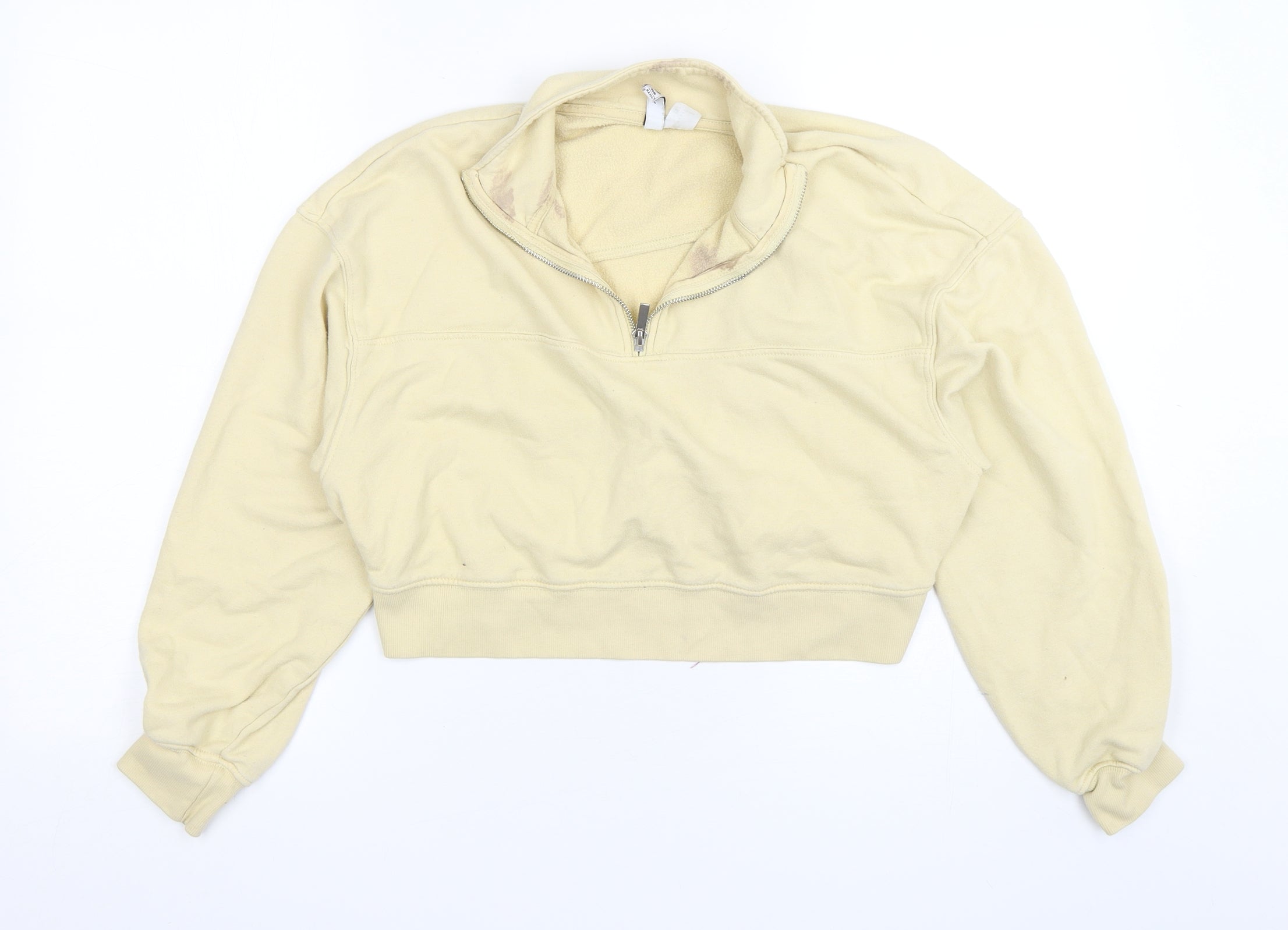 H&M Womens Pullover Sweatshirt Size M Beige Long Sleeve - reverse view