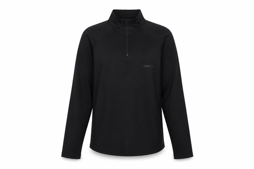 Boohoo Womens Henley Sweatshirt Size 10 Black Long Sleeve - front view