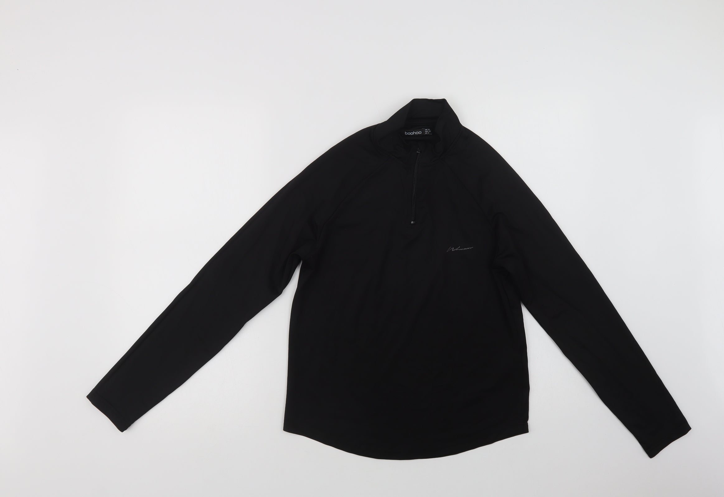 Boohoo Womens Henley Sweatshirt Size 10 Black Long Sleeve - reverse view