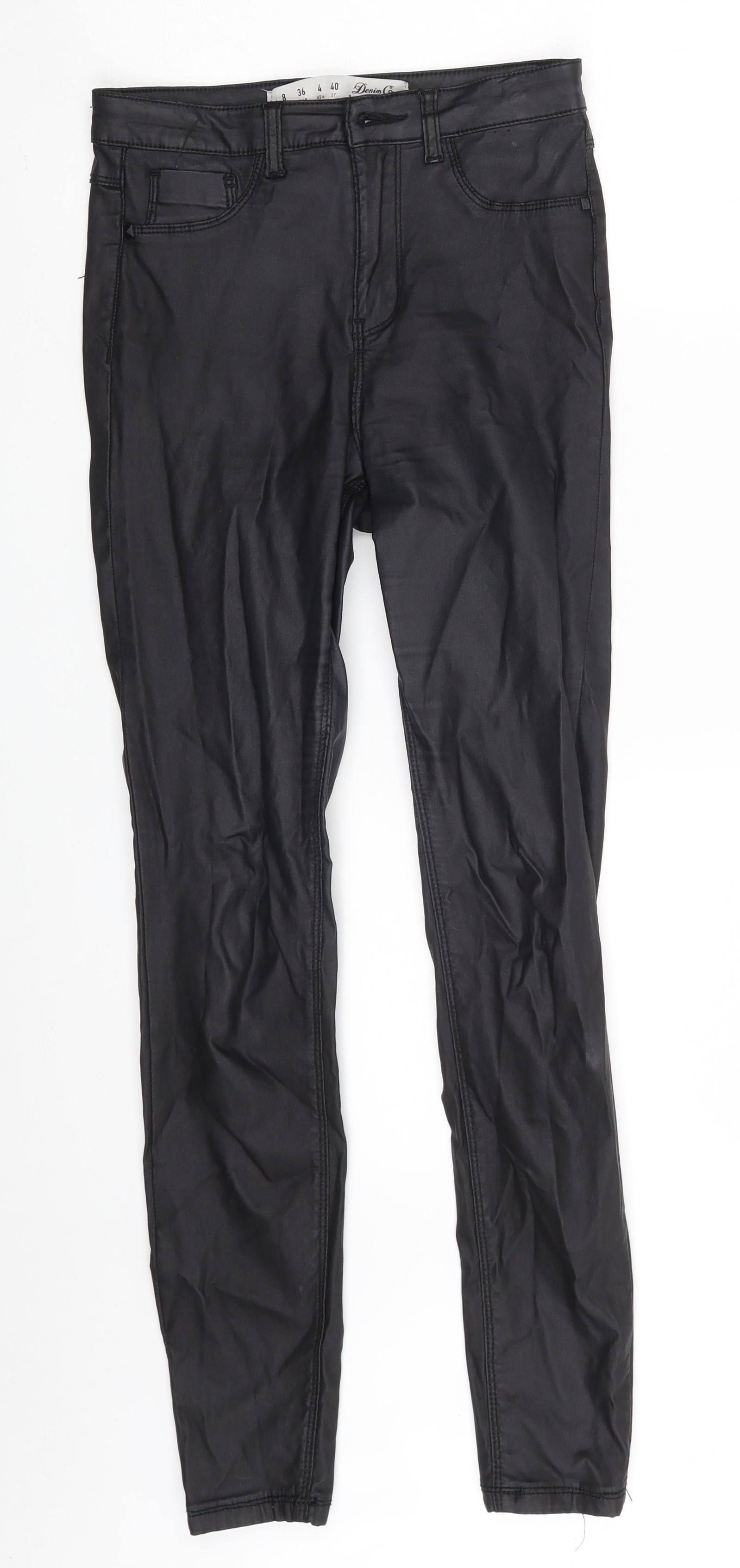 Denim & Co. Womens Trousers Size 8 Black Pockets W26 L27 - reverse view
