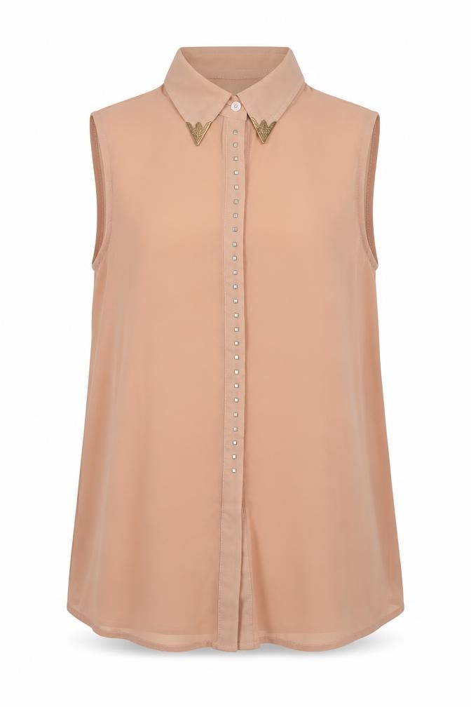 Zanzea Womens Basic Button-Up Size M Pink Collared Sleeveless - front view