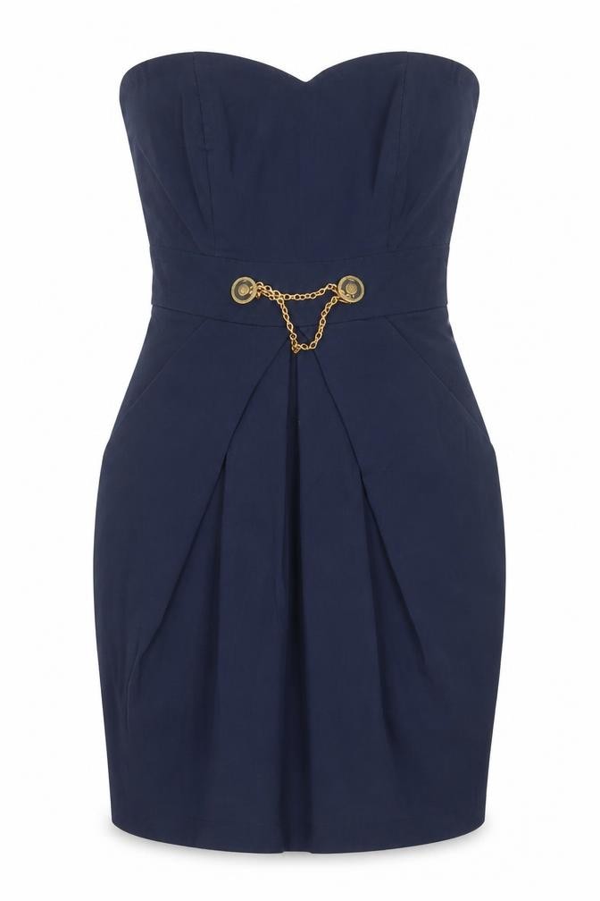 Miso Womens Pencil Dress Size 10 Blue Short Sweetheart Sleeveless Buckle - front view