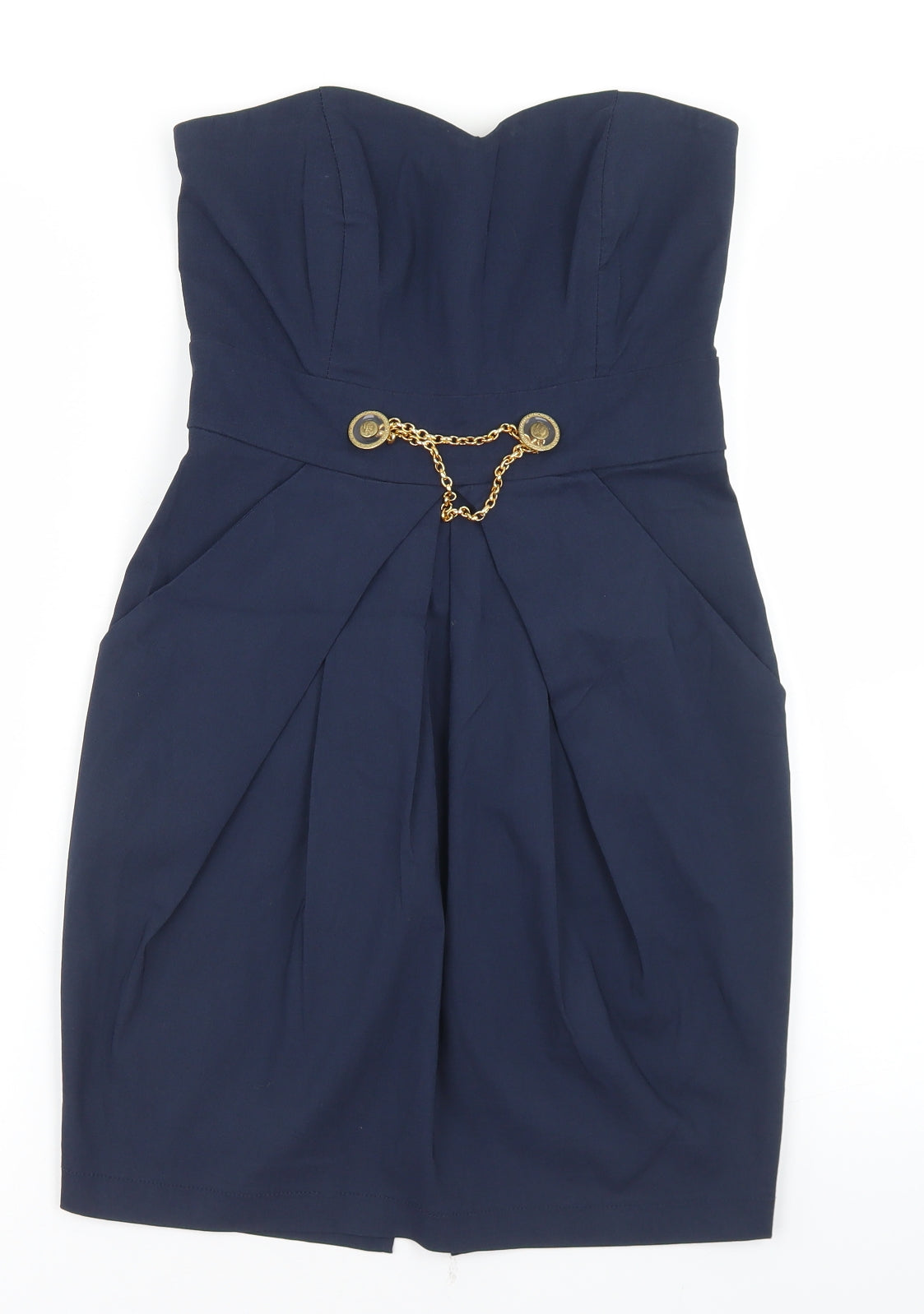 Miso Womens Pencil Dress Size 10 Blue Short Sweetheart Sleeveless Buckle - reverse view