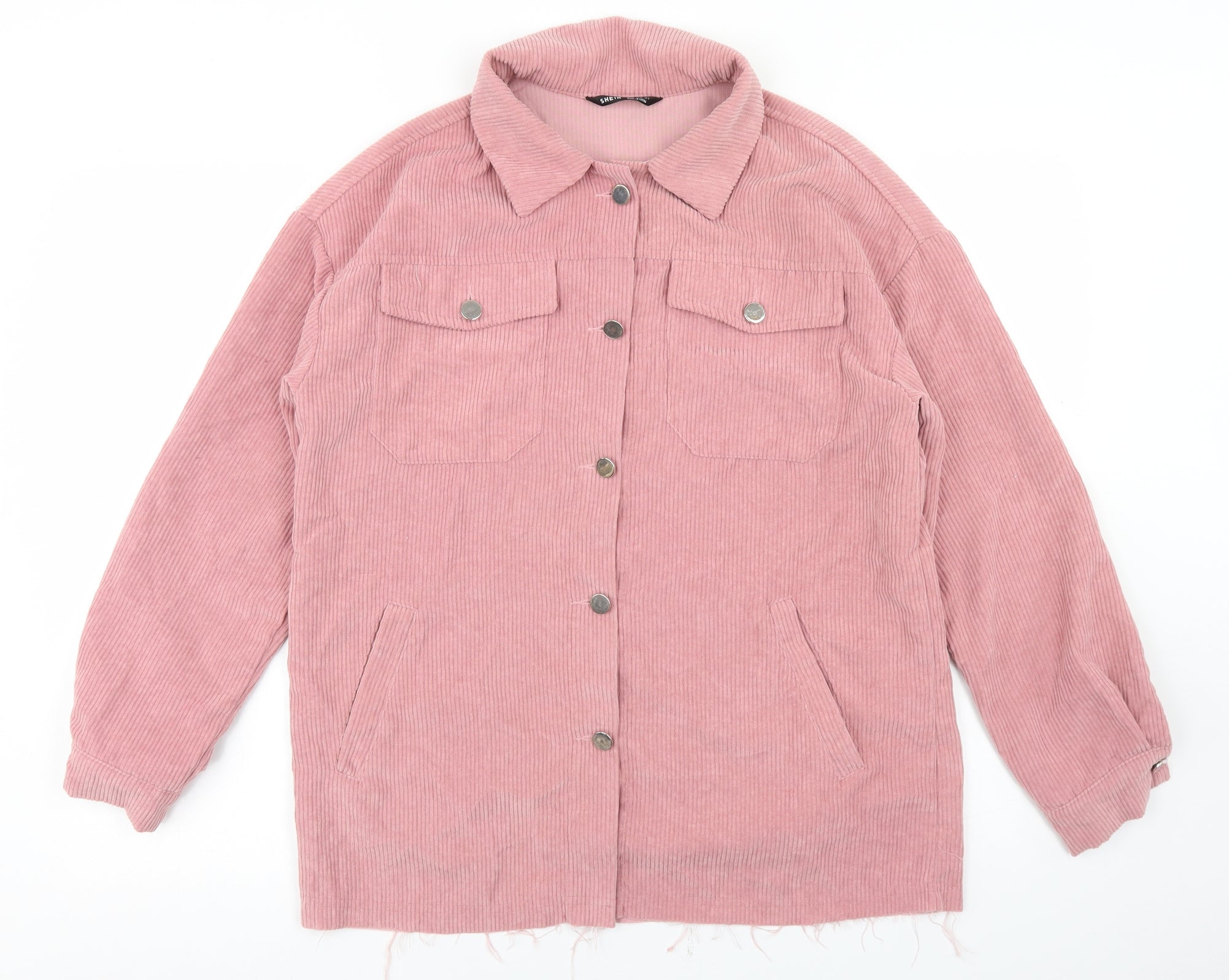 SheIn Womens Jacket Size XS Pink Distressed Mid-Length - reverse view