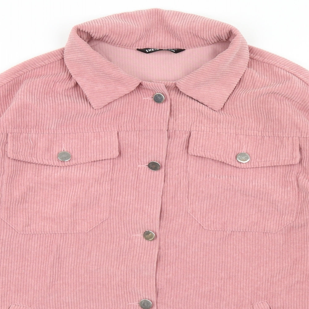 SheIn Womens Jacket Size XS Pink Distressed Mid-Length - close detail