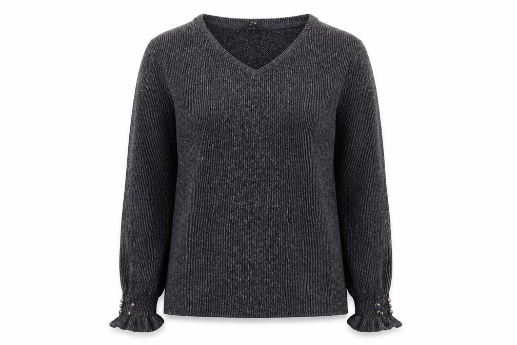 George Womens Pullover Jumper Size S Grey V-Neck Long Sleeve - front view