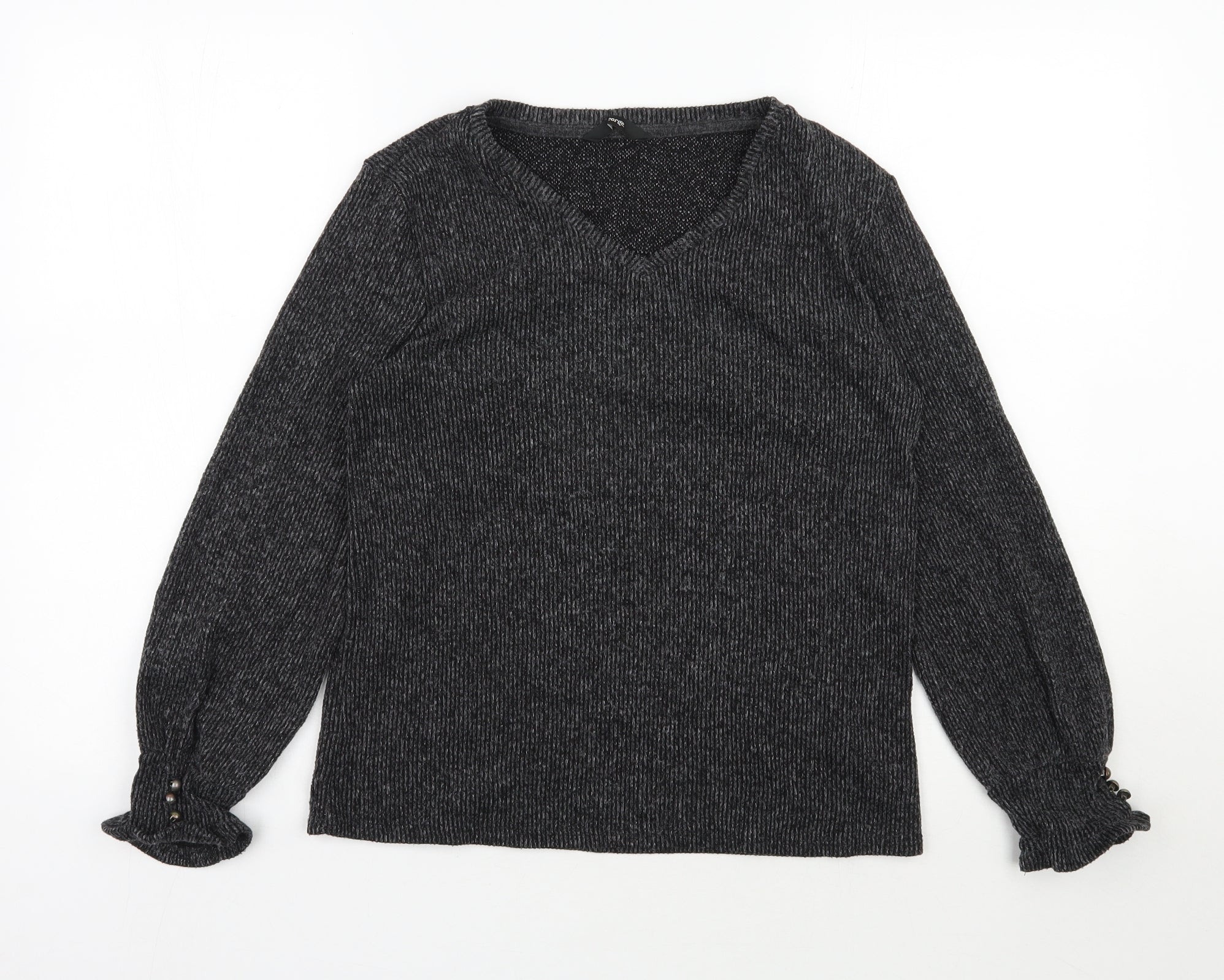 George Womens Pullover Jumper Size S Grey V-Neck Long Sleeve - reverse view