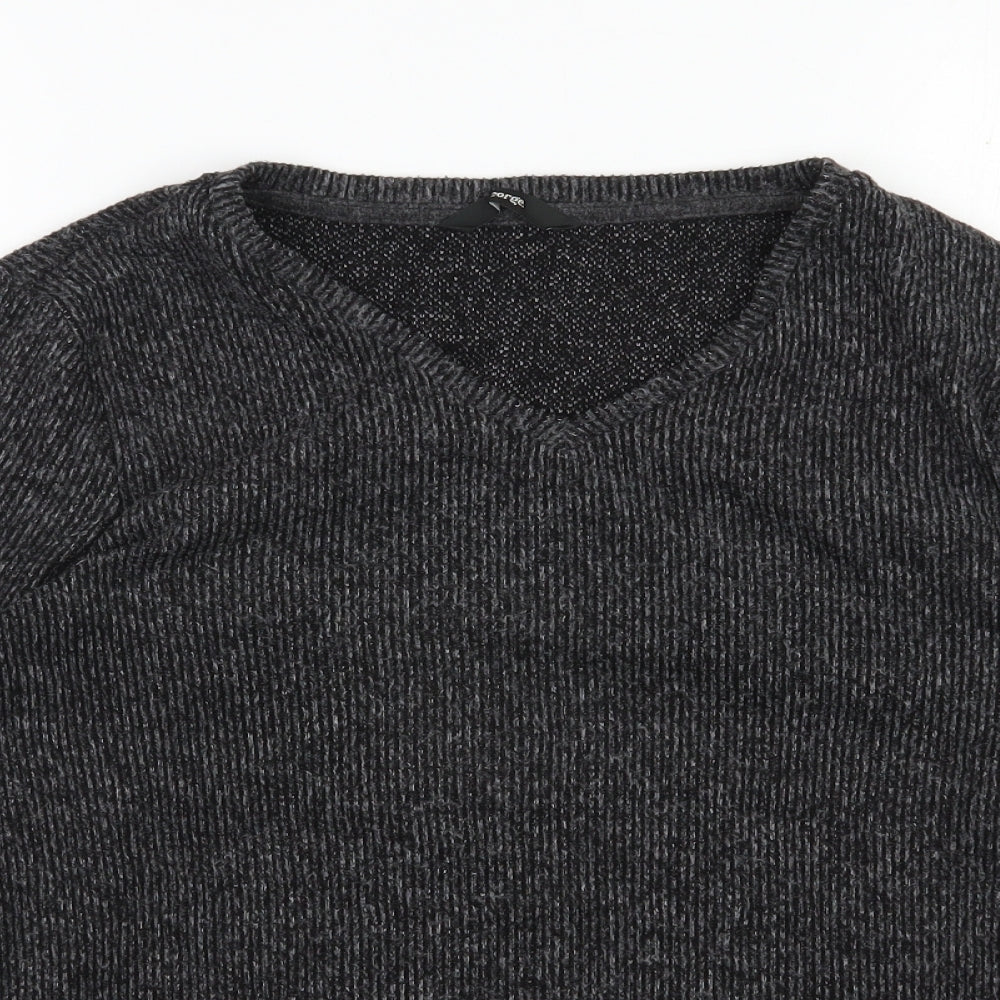 George Womens Pullover Jumper Size S Grey V-Neck Long Sleeve - close detail