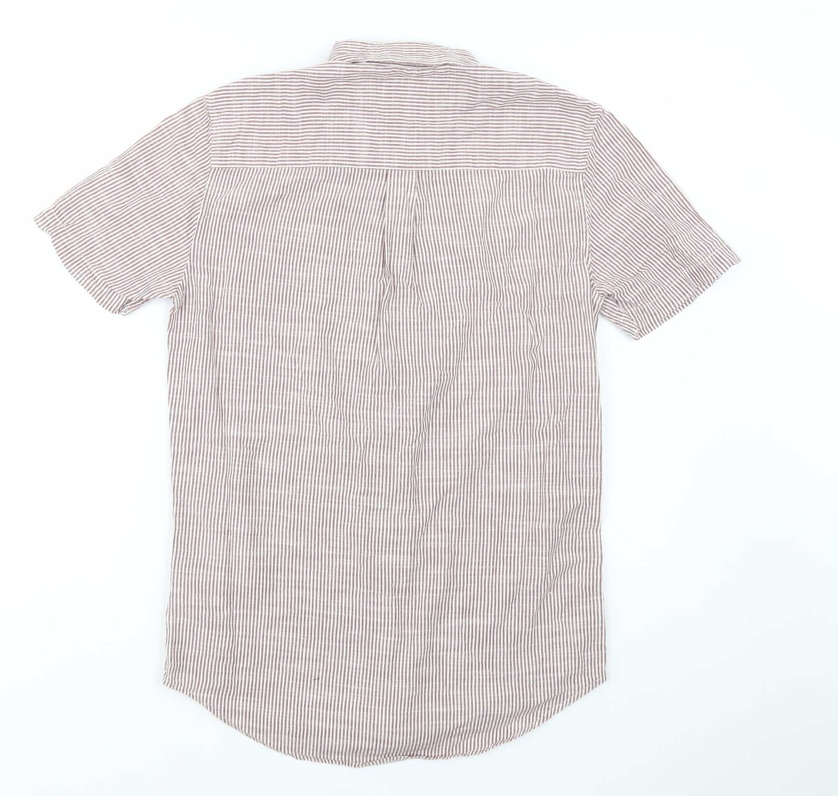 Topman Mens Button-Up Size S Red Striped Collared Short Sleeve - label detail