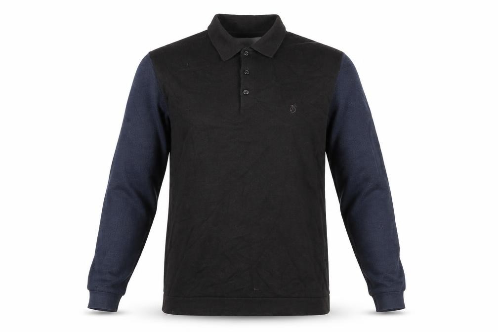 Peter Werth Mens Polo Size M Blue Collared Long Sleeve - front view