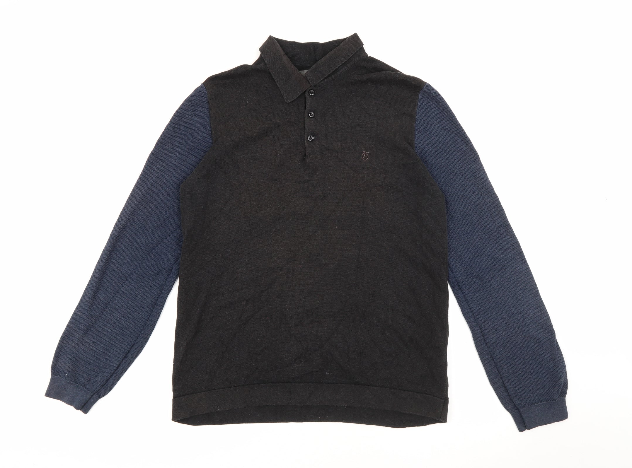 Peter Werth Mens Polo Size M Blue Collared Long Sleeve - reverse view