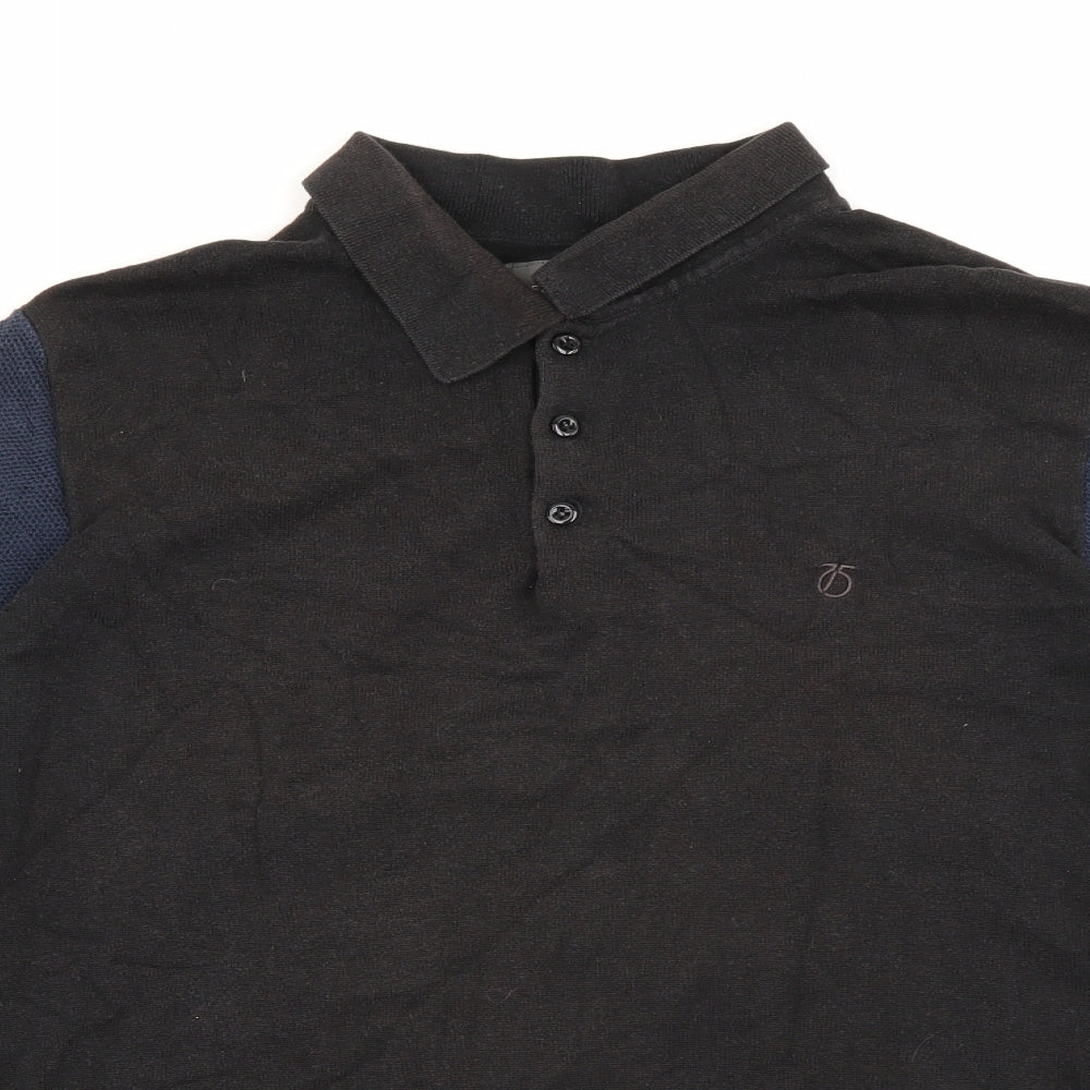Peter Werth Mens Polo Size M Blue Collared Long Sleeve - close detail