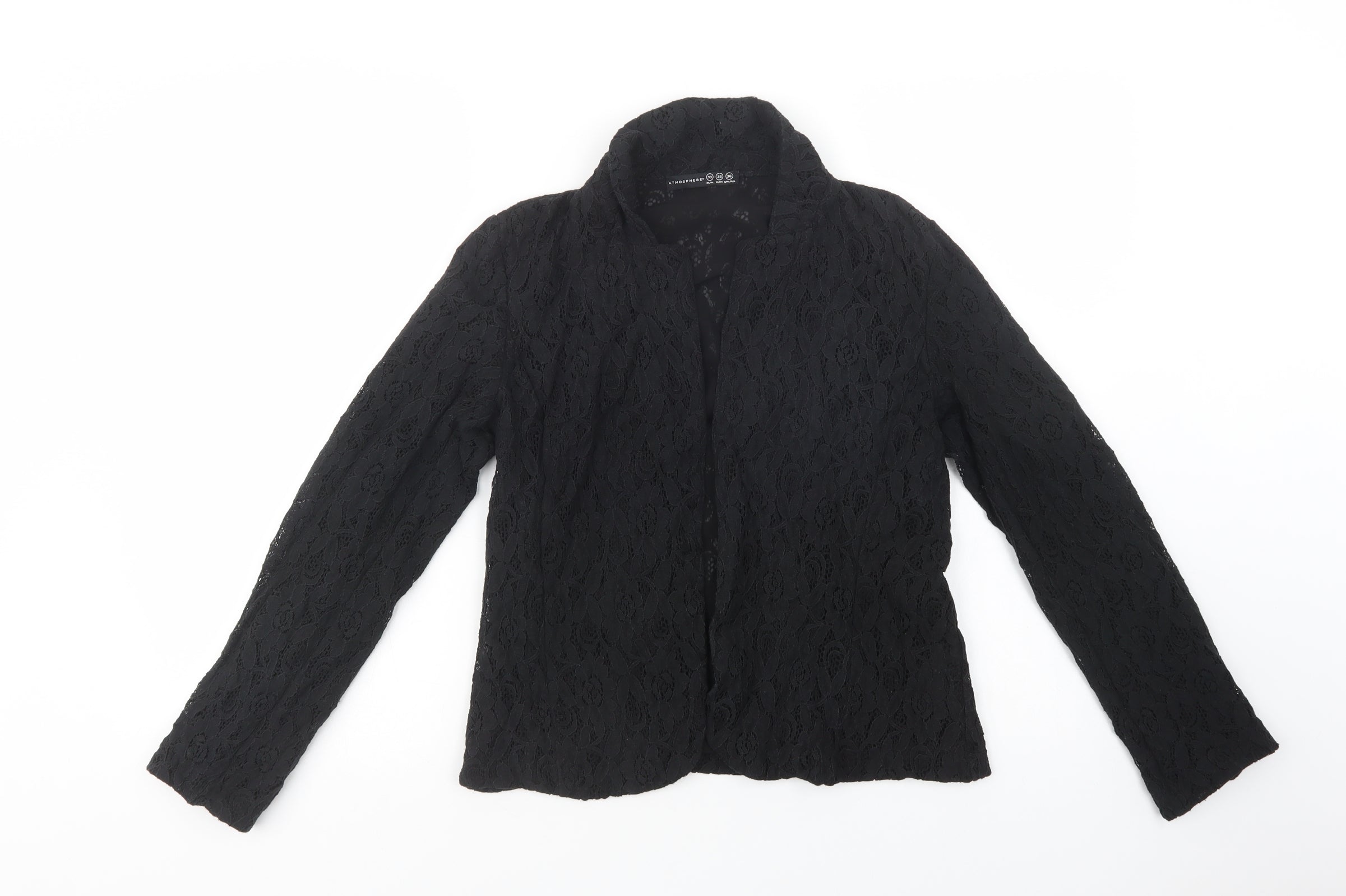 Atmosphere Womens Jacket Blazer Size 10 Black Short Open - reverse view