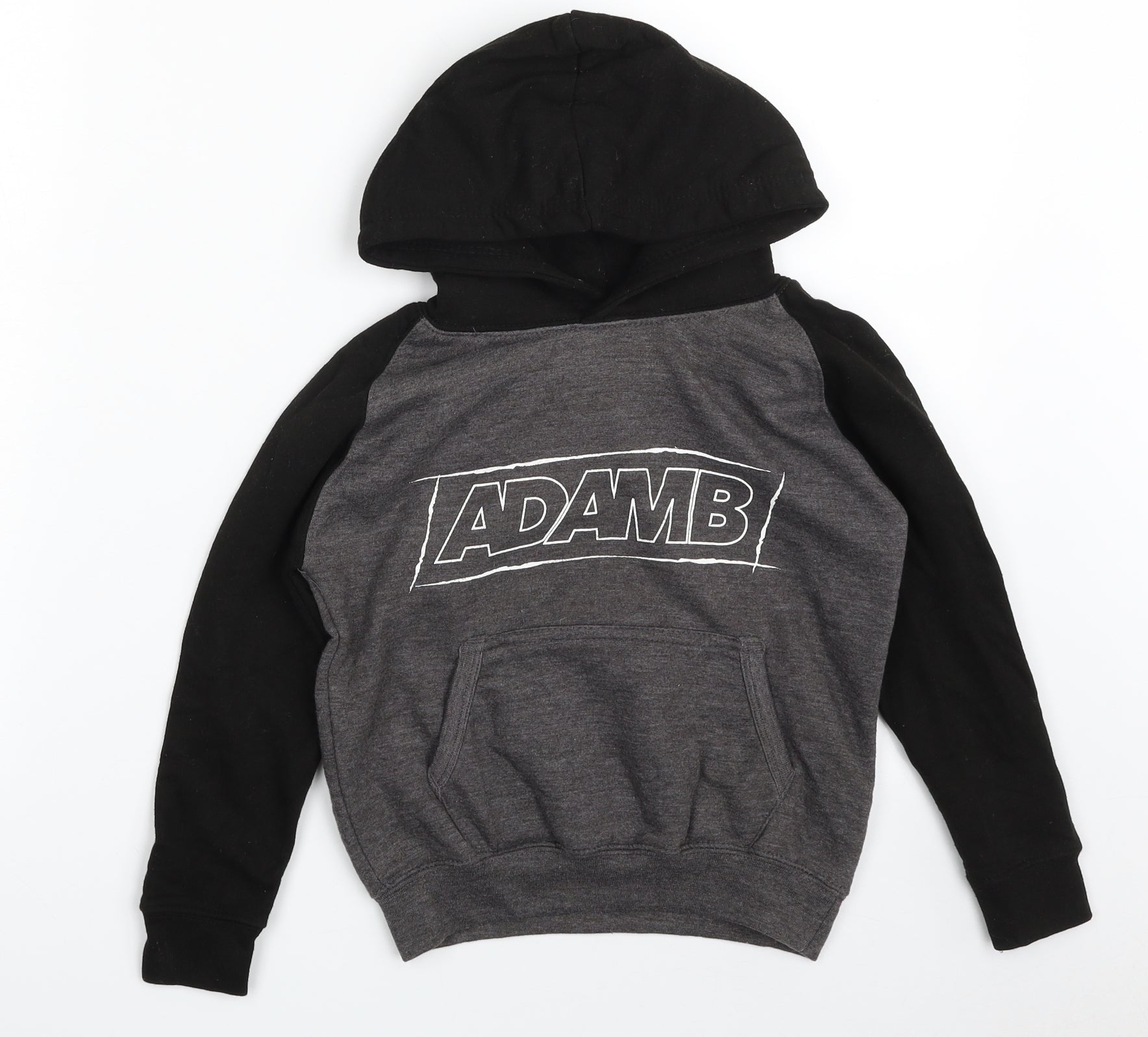 All We Do is Boys Pullover Hoodie Size 5-6 Years Grey ADAMB Long Sleeve - reverse view